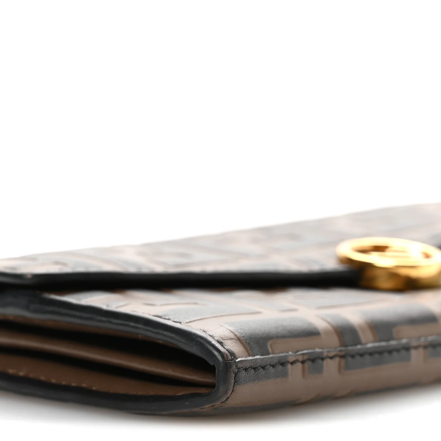 Vitello Soft F is Fendi Bi-Color FF 1974 Embossed Continental Envelope Wallet On Chain Maya Black - Image 9