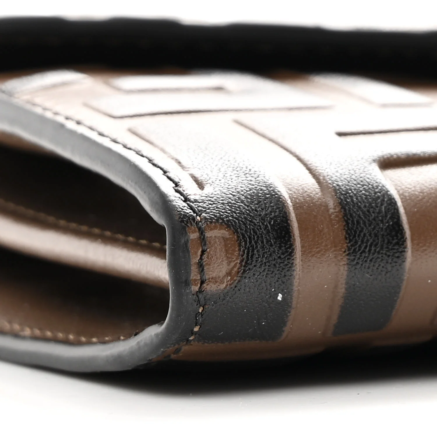 Vitello Soft F is Fendi Bi-Color FF 1974 Embossed Continental Envelope Wallet On Chain Maya Black - Image 10