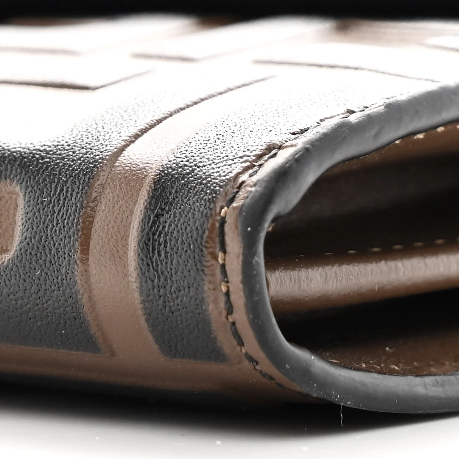 Vitello Soft F is Fendi Bi-Color FF 1974 Embossed Continental Envelope Wallet On Chain Maya Black - Image 11
