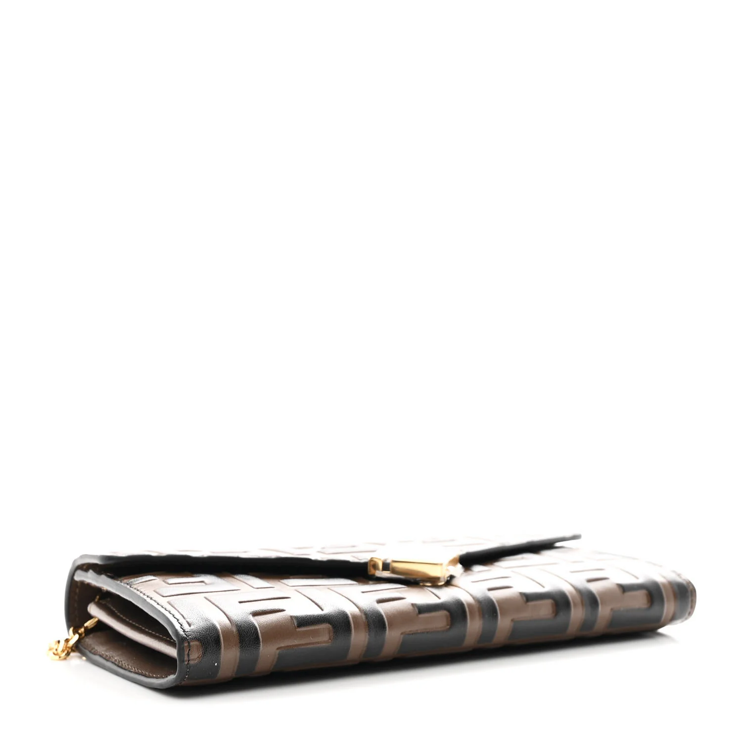 Vitello Soft F is Fendi Bi-Color FF 1974 Embossed Continental Envelope Wallet On Chain Maya Black - Image 4