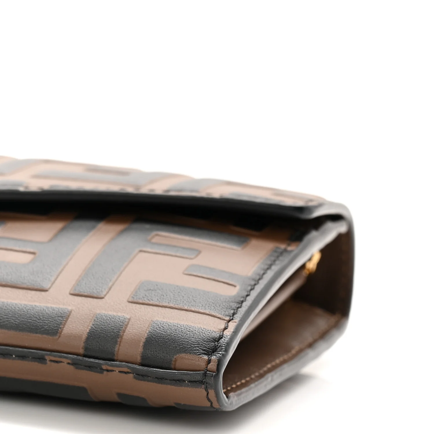 Vitello Soft F is Fendi Bi-Color FF 1974 Embossed Continental Envelope Wallet On Chain Maya Black - Image 19