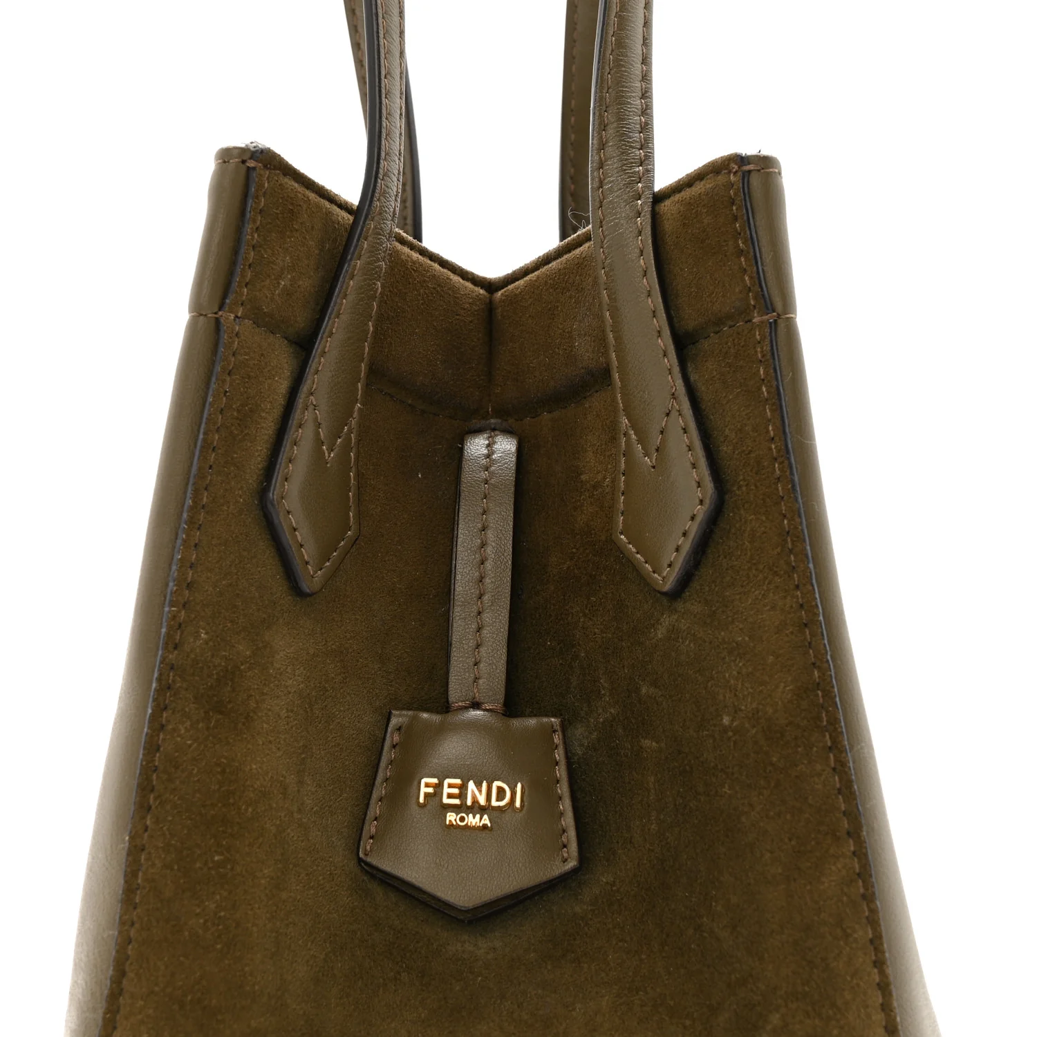 Vitello Vernice Camoscio Mini Fendi Origami Military Brown Avocado - Image 8