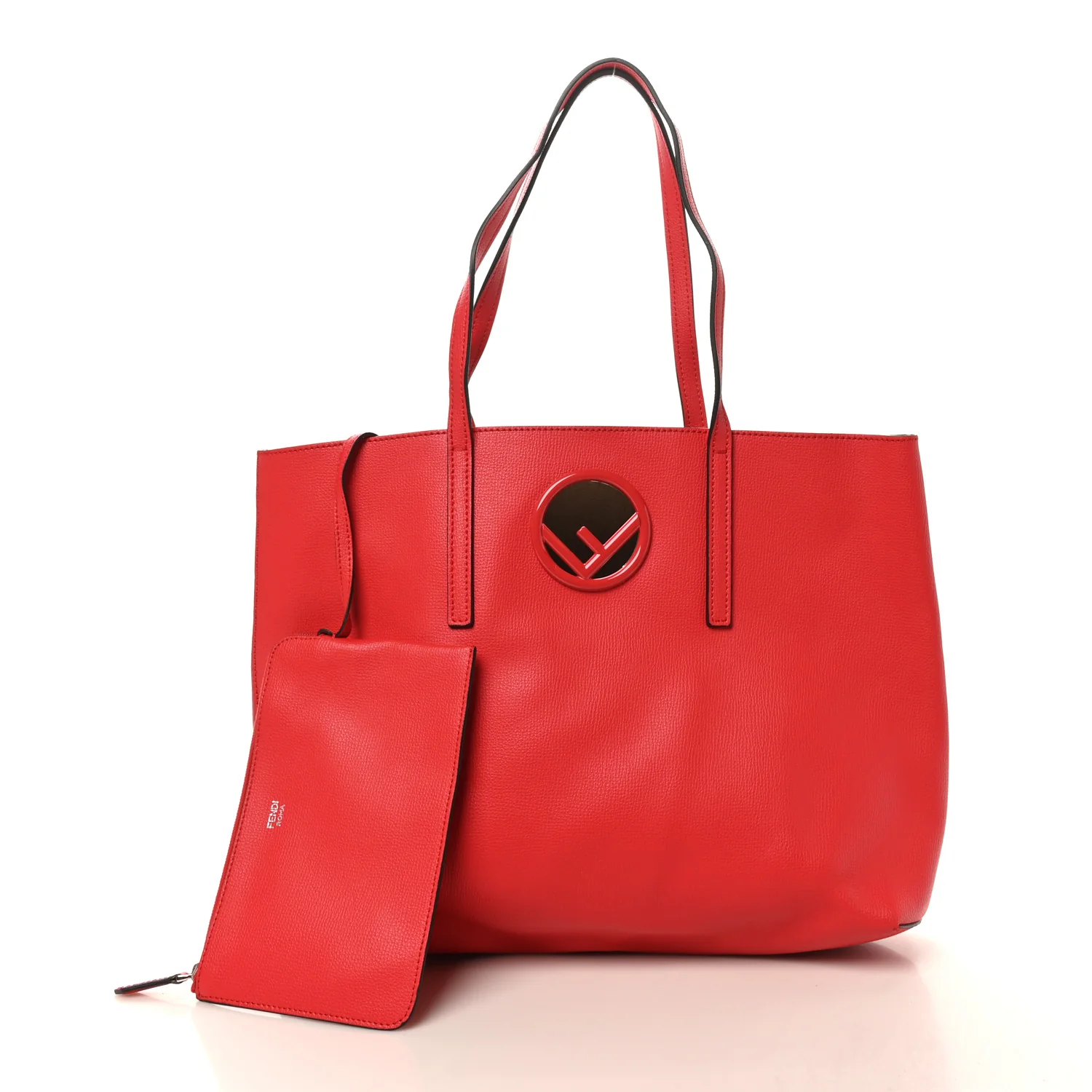 Vitello Vienna Enamel F is Fendi Shopping Tote Fiamma Taupe - Image 4