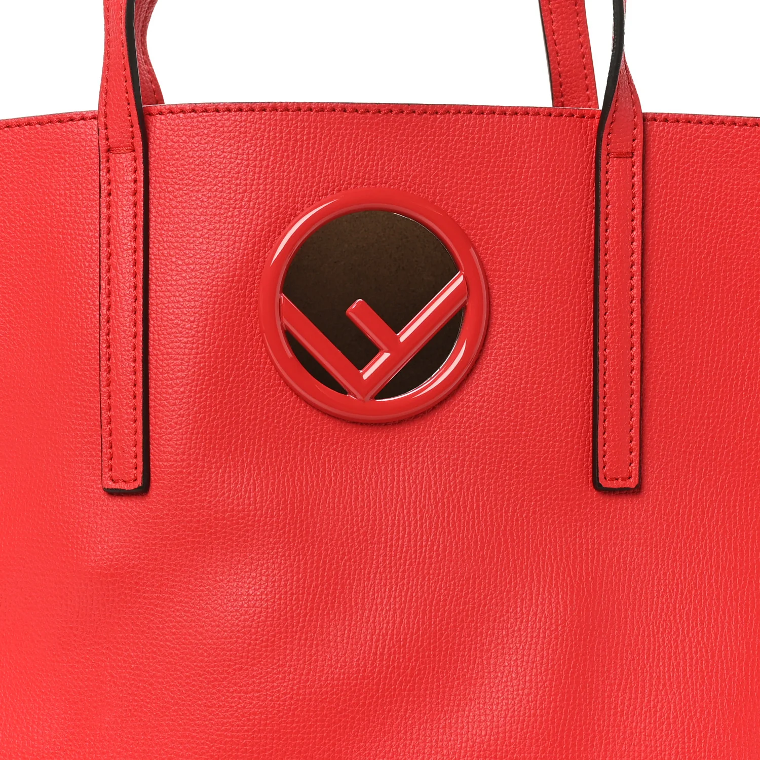 Vitello Vienna Enamel F is Fendi Shopping Tote Fiamma Taupe - Image 9
