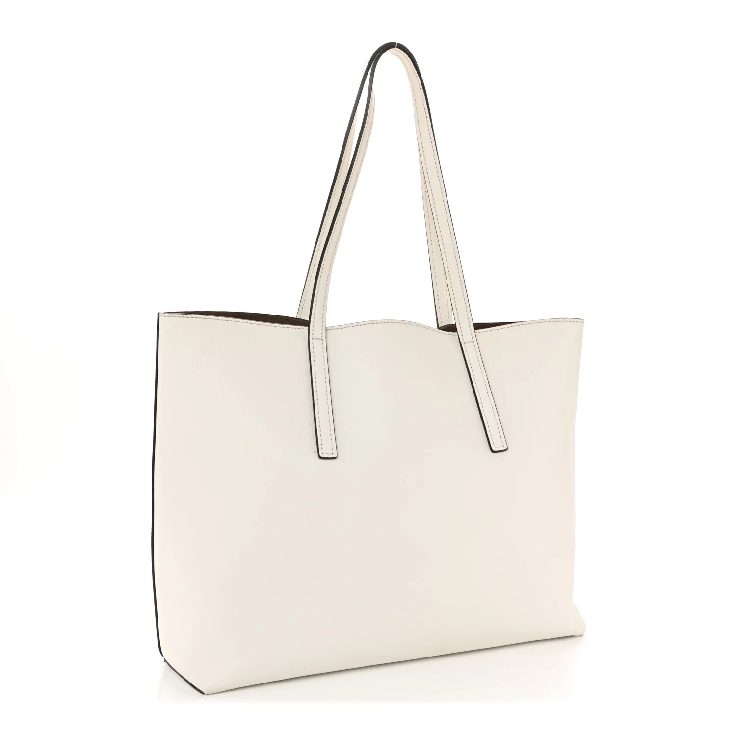 Vitello Vienna Enamel F is Fendi Shopping Tote White Taupe - Image 3