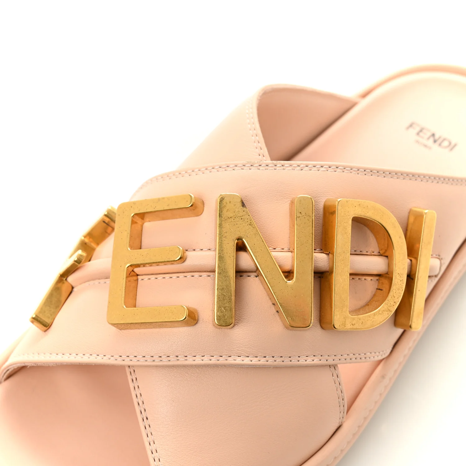 Vitello Womens Fendigraphy Slide Sandals 37 Light Rose - Image 10