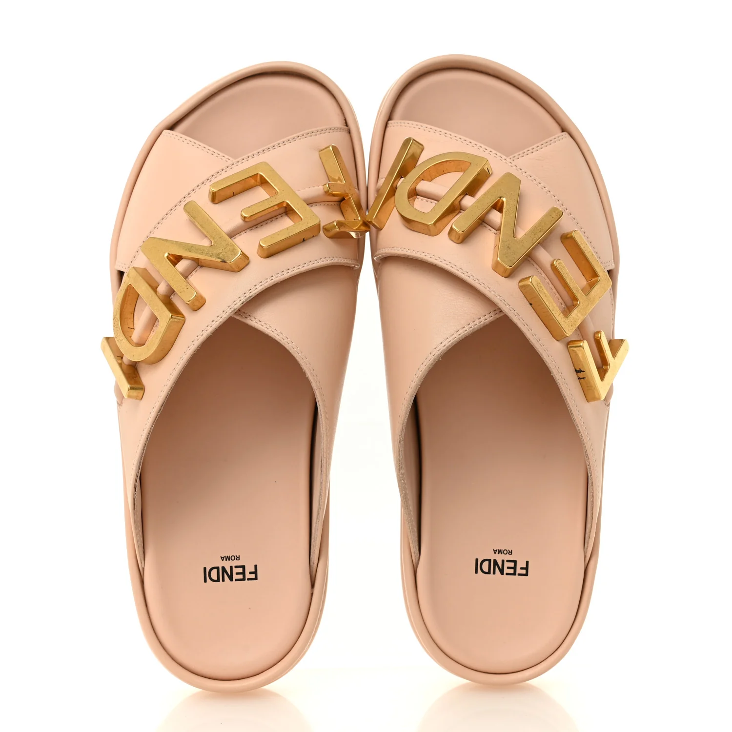 Vitello Womens Fendigraphy Slide Sandals 37 Light Rose - Image 2