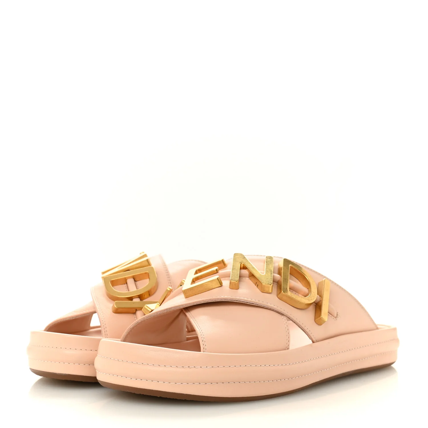 Vitello Womens Fendigraphy Slide Sandals 37 Light Rose - Image 4
