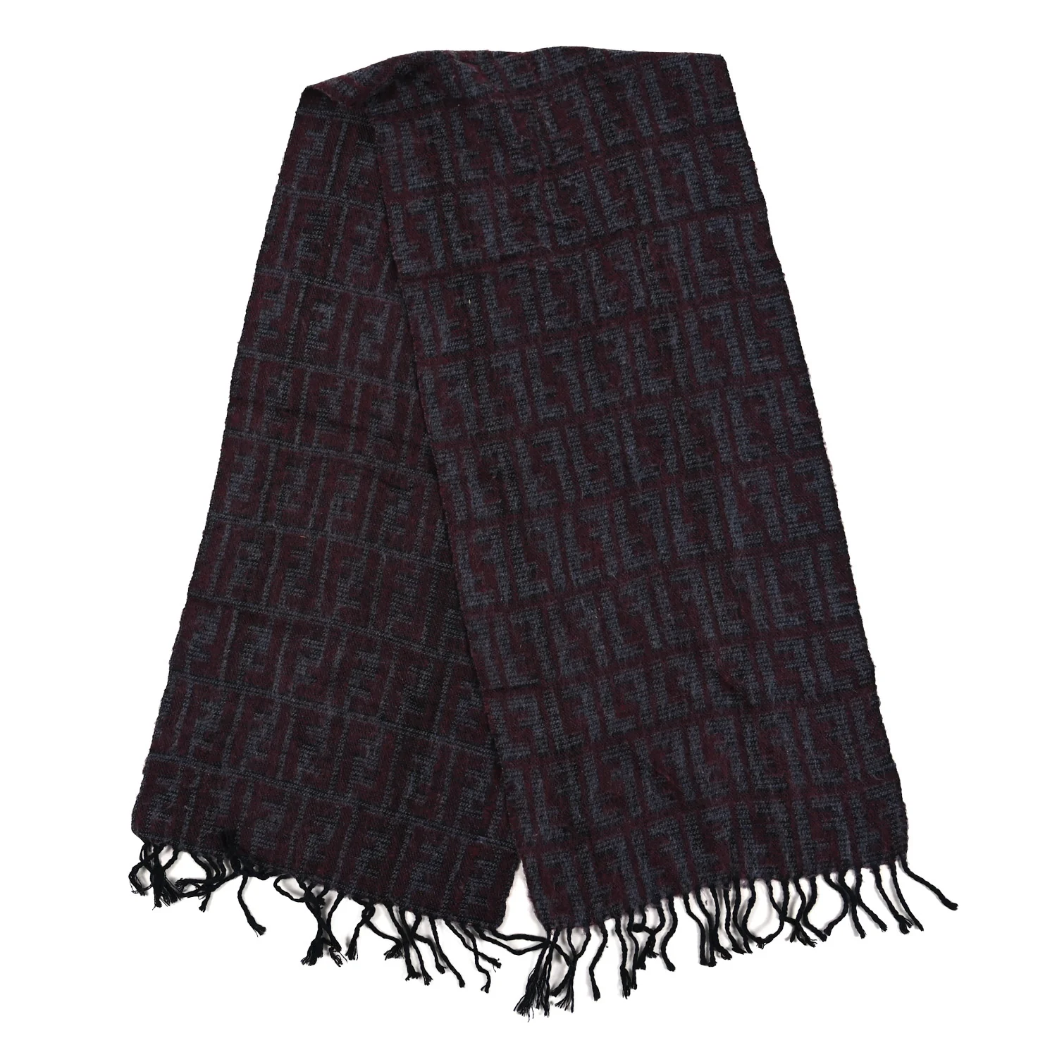 Wool FF Scarf Burgundy Grey - Image 2