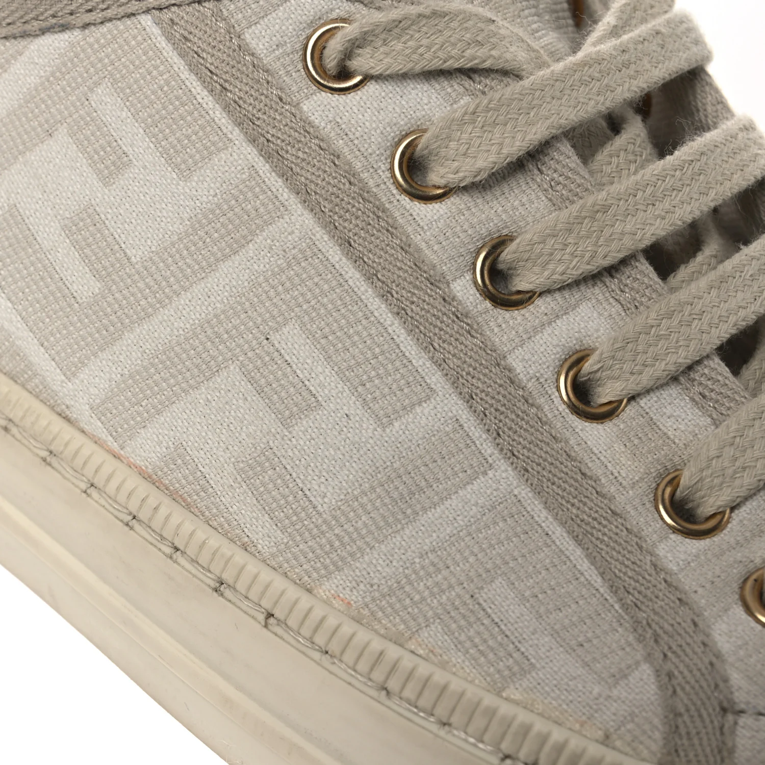 Woven Fabric FF Womens Domino Low Top Sneakers 39 White Beige - Image 13