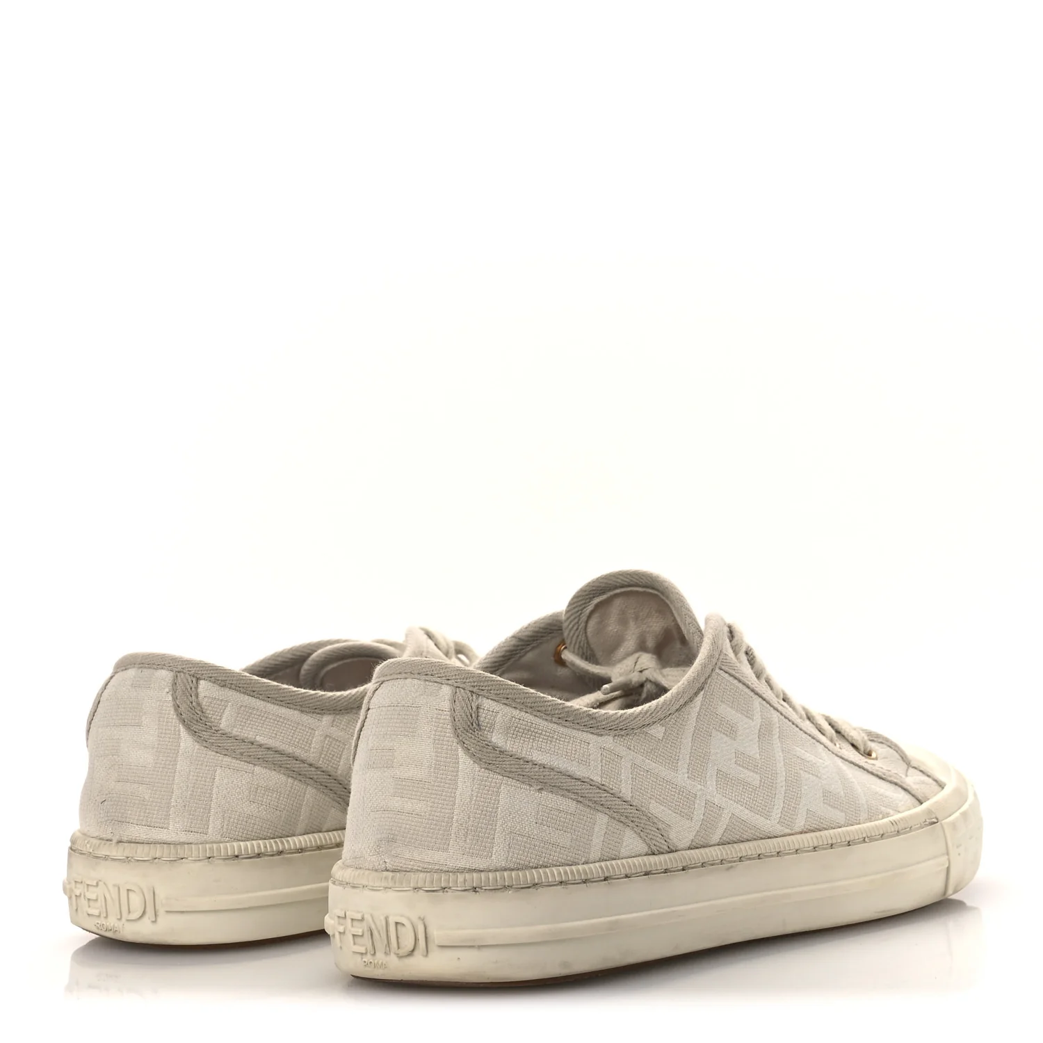 Woven Fabric FF Womens Domino Low Top Sneakers 39 White Beige - Image 5