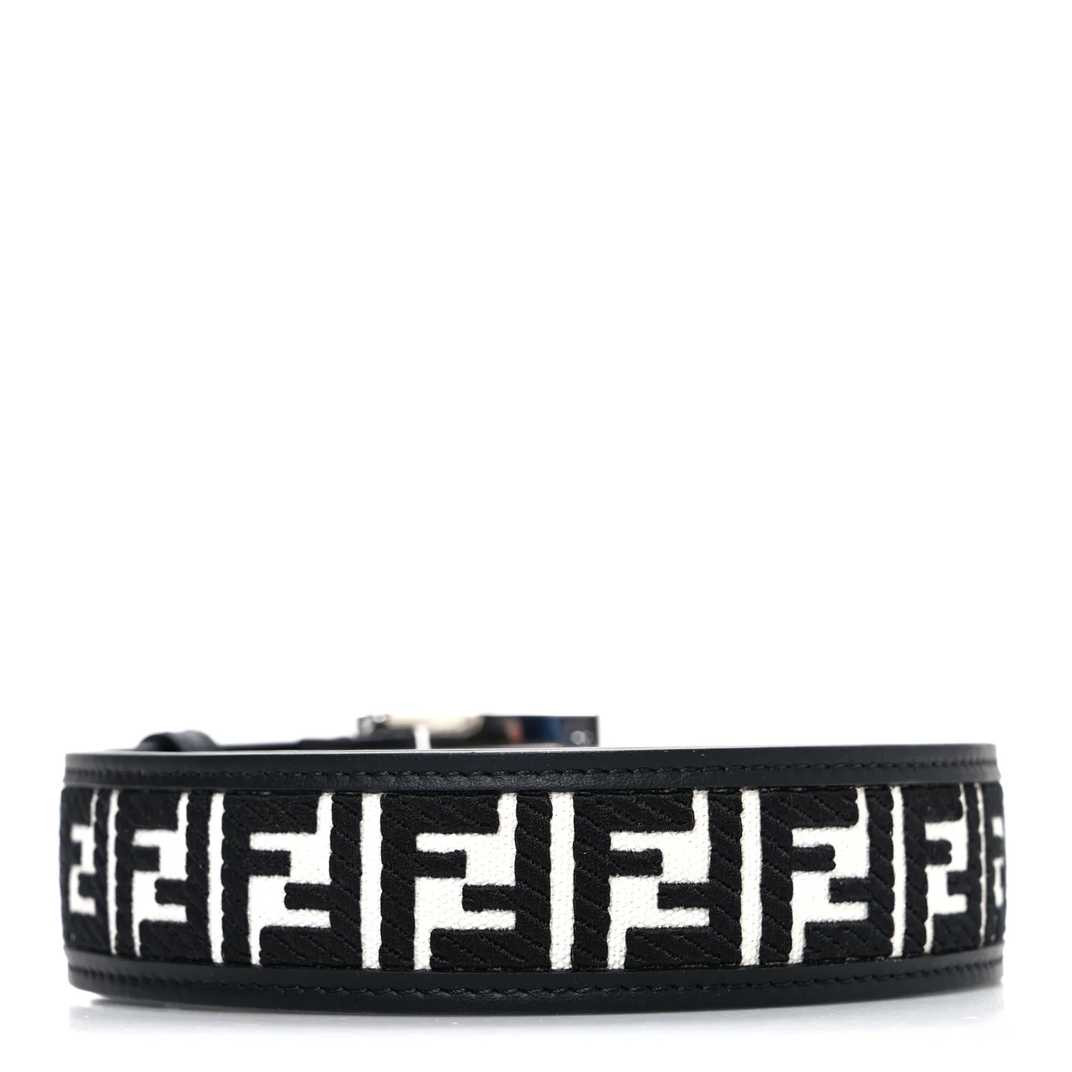 X MARC JACOBS Canvas Vitello King FF Belt 70 28 Black White - Image 2