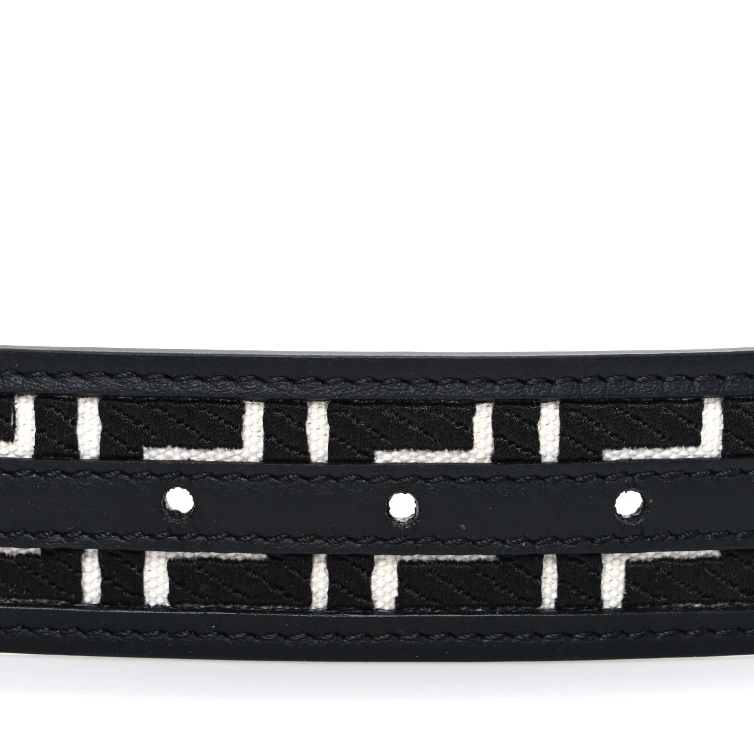 X MARC JACOBS Canvas Vitello King FF Belt 70 28 Black White - Image 3