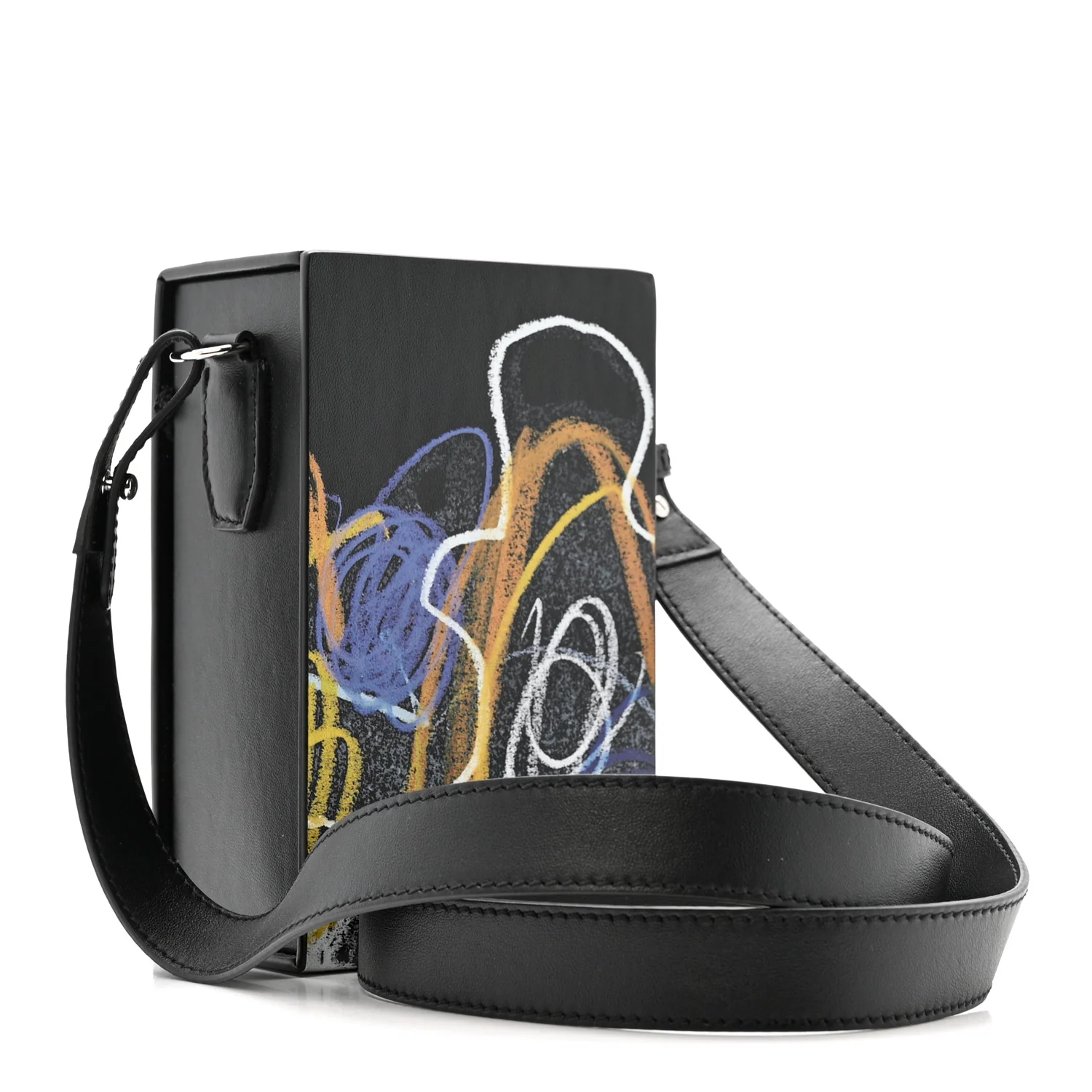 X NOEL FIELDING Calfskin Painted Vertical Box Black Multicolor - Image 3
