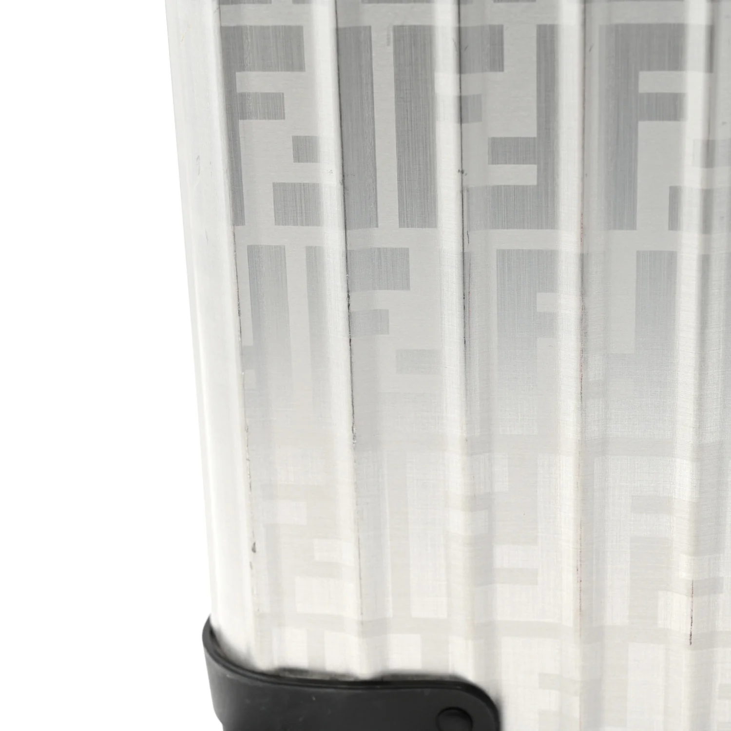 X RIMOWA Aluminum FF Print Roll Away Carry On Luggage Silver - Image 12