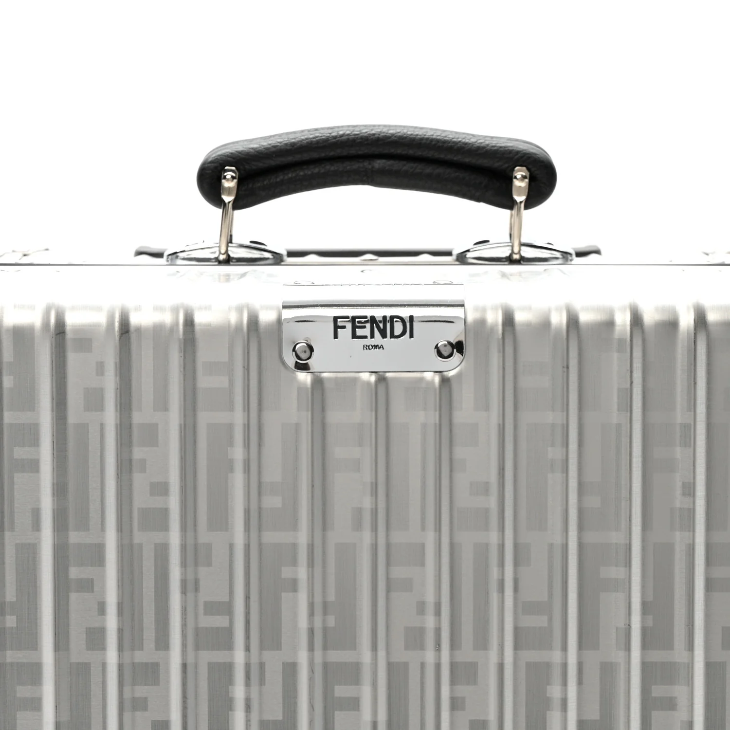 X RIMOWA Aluminum FF Print Roll Away Carry On Luggage Silver - Image 6