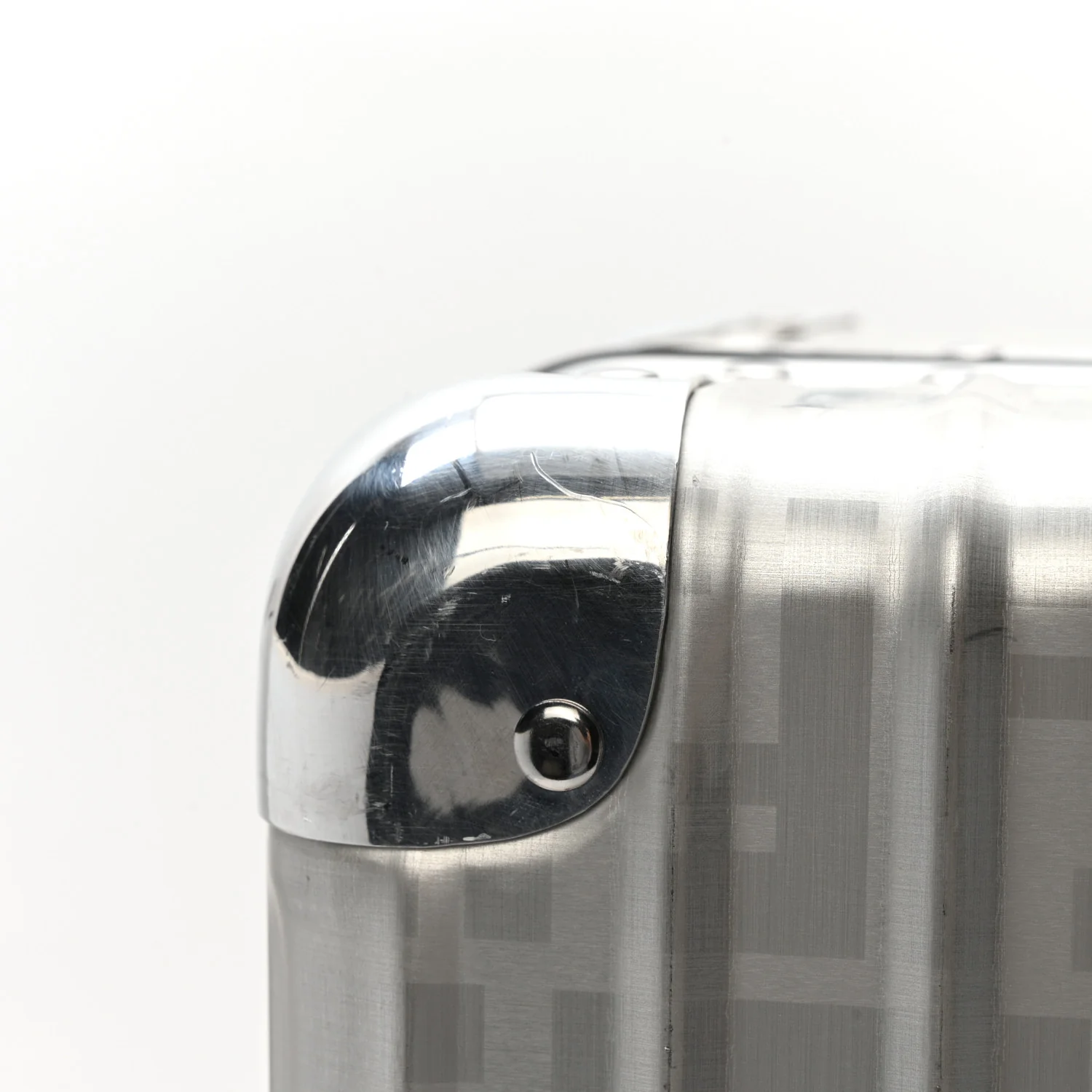 X RIMOWA Aluminum FF Print Roll Away Carry On Luggage Silver - Image 9