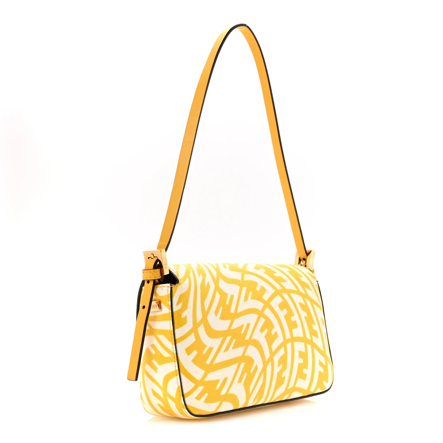 X SARAH COLEMAN Glazed Canvas Vitello King FF Vertigo Mini Baguette 1997 Mimosa White - Image 3