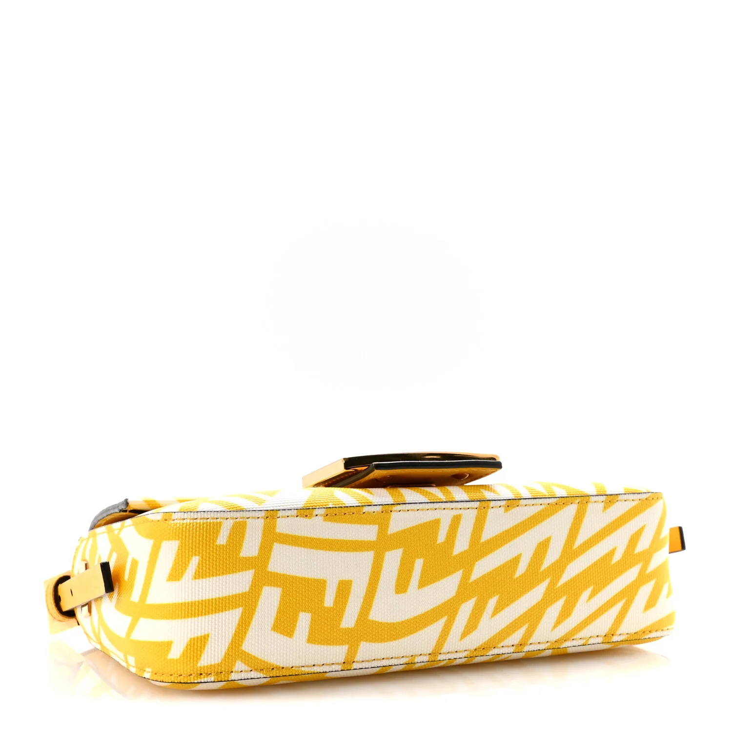 X SARAH COLEMAN Glazed Canvas Vitello King FF Vertigo Mini Baguette 1997 Mimosa White - Image 4