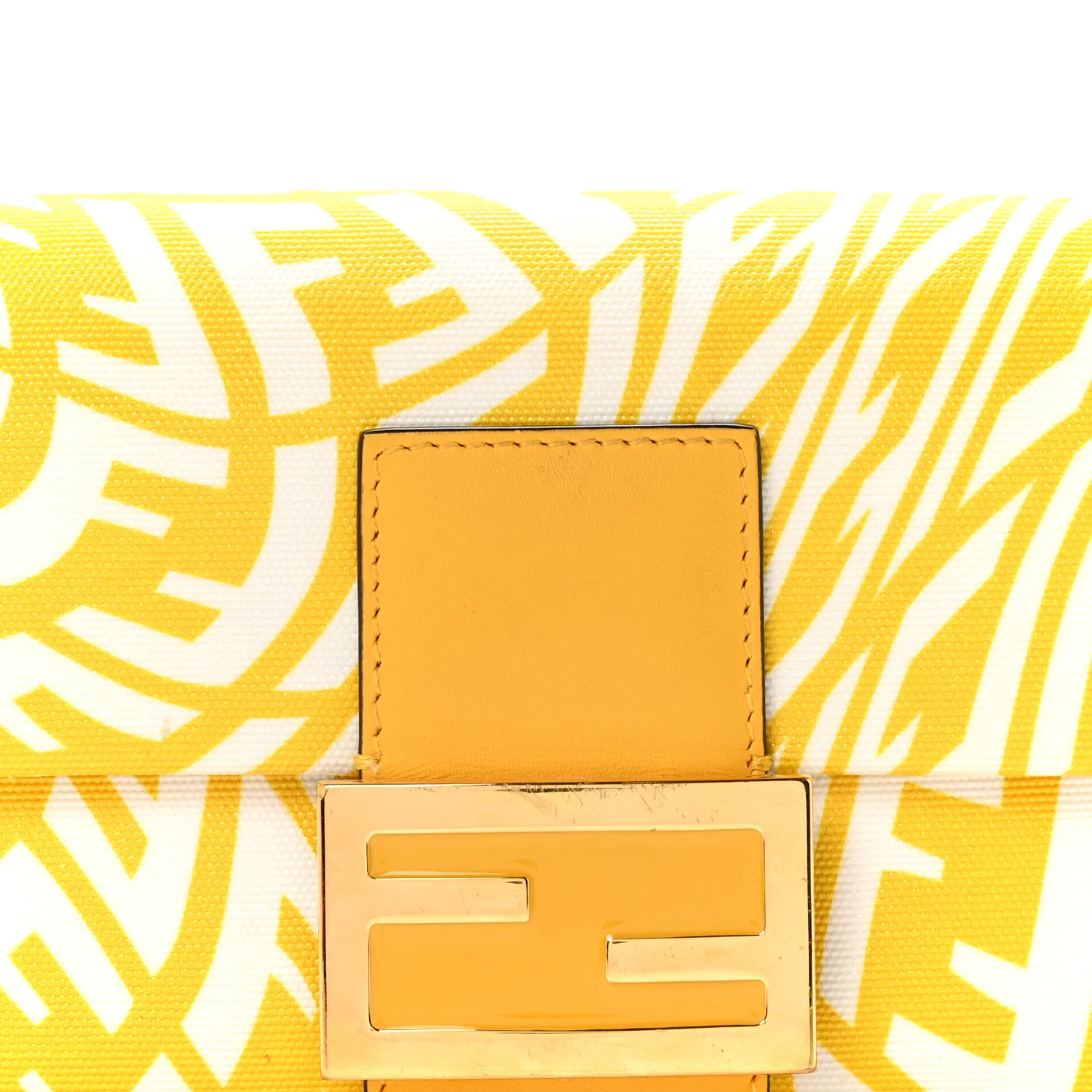 X SARAH COLEMAN Glazed Canvas Vitello King FF Vertigo Mini Baguette 1997 Mimosa White - Image 8