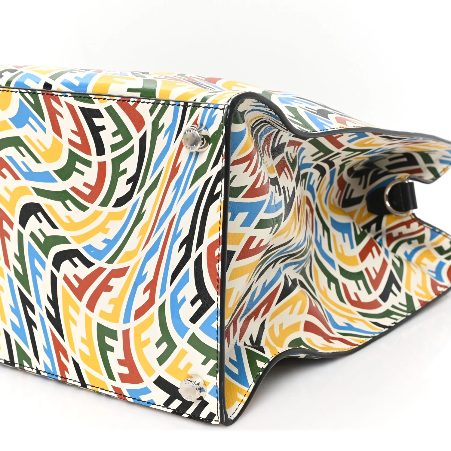 X SARAH COLEMAN Vitello Grace Light FF Vertigo Shopping Tote White Ice Multicolor - Image 10