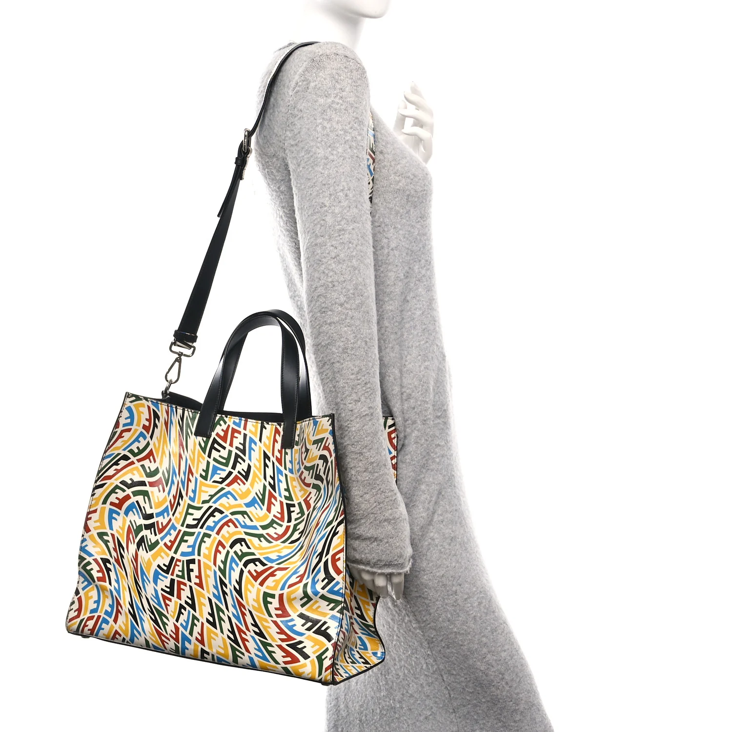 X SARAH COLEMAN Vitello Grace Light FF Vertigo Shopping Tote White Ice Multicolor - Image 2