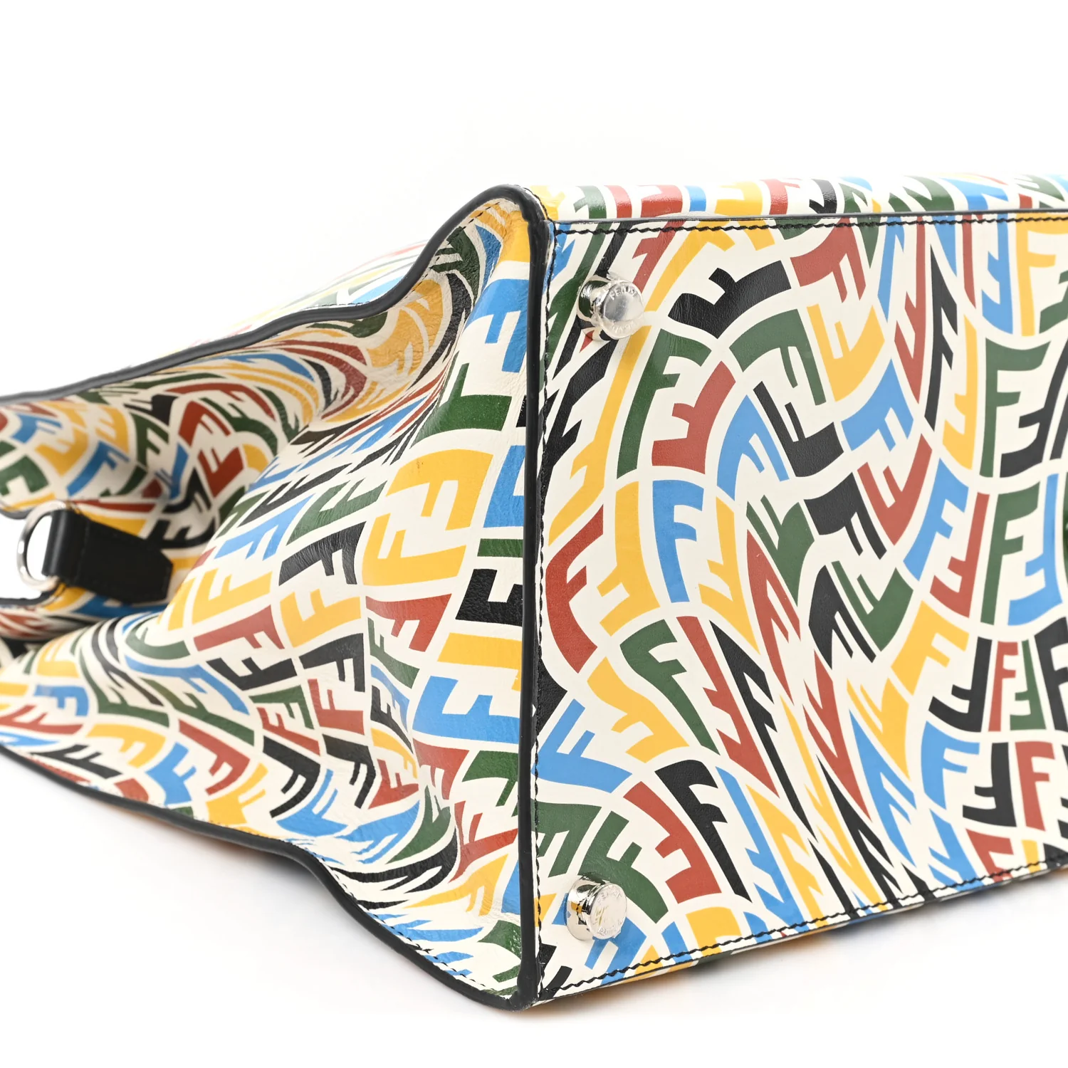 X SARAH COLEMAN Vitello Grace Light FF Vertigo Shopping Tote White Ice Multicolor - Image 9