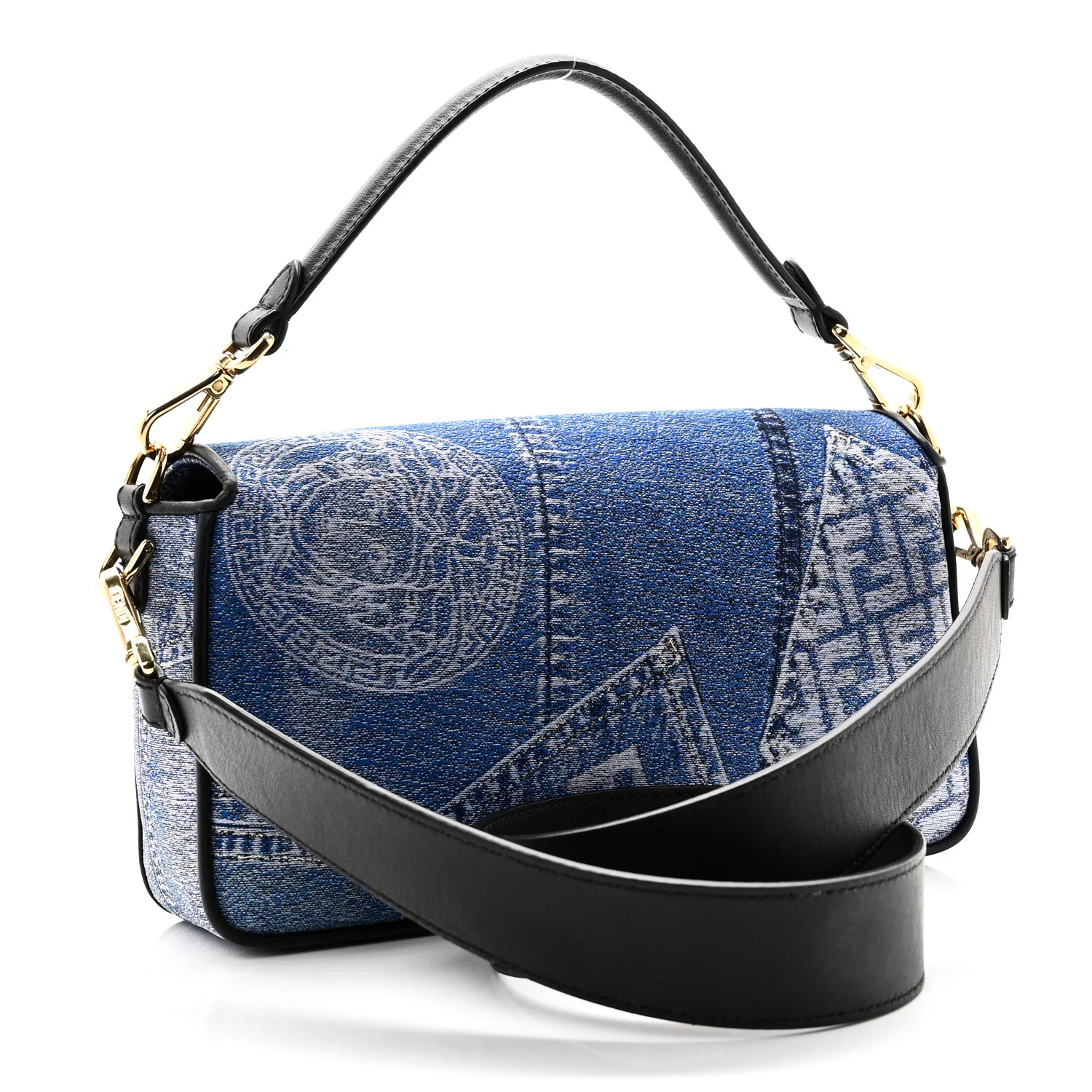 X VERSACE Denim Fendace Patchwork Baguette Blue - Image 3