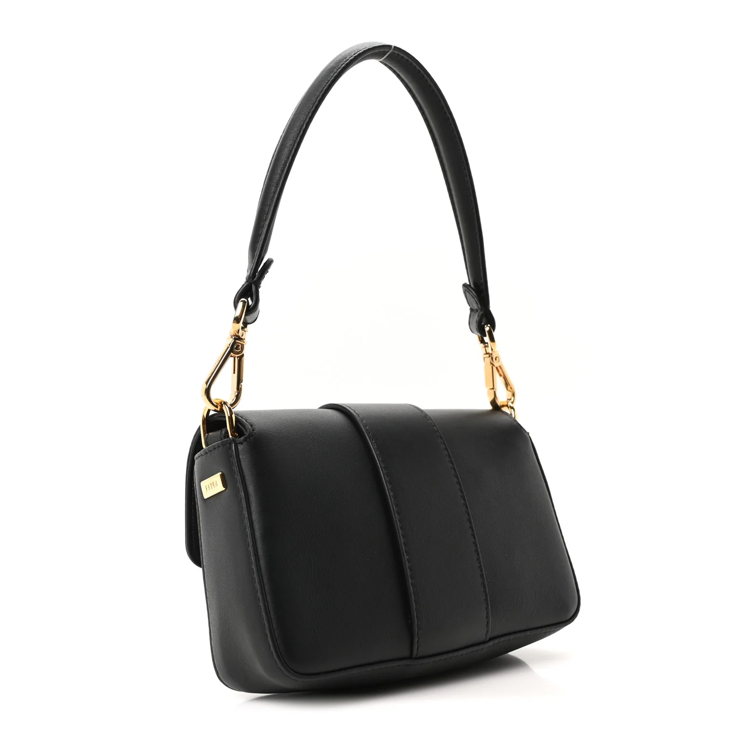X VERSACE Vitello Seta Fendace Mini Brooch Baguette Black - Image 3