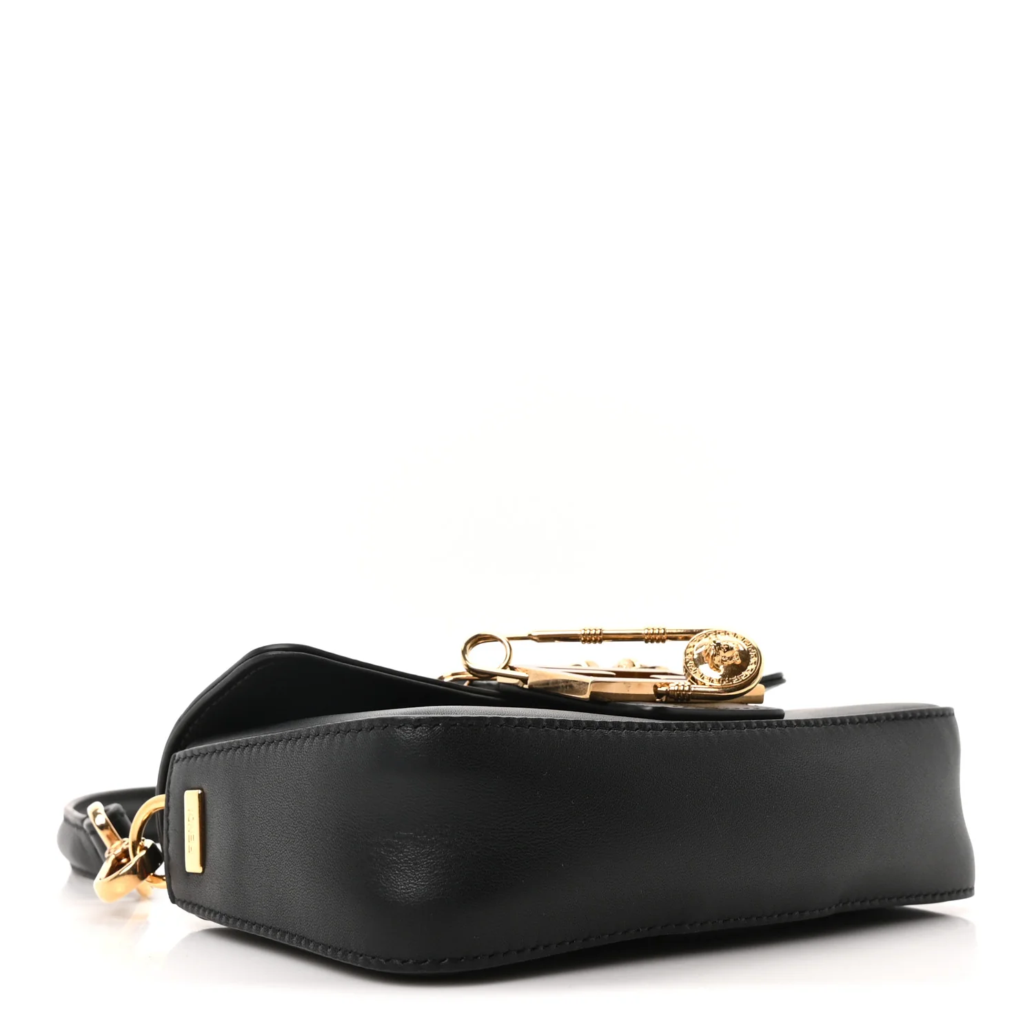 X VERSACE Vitello Seta Fendace Mini Brooch Baguette Black - Image 4