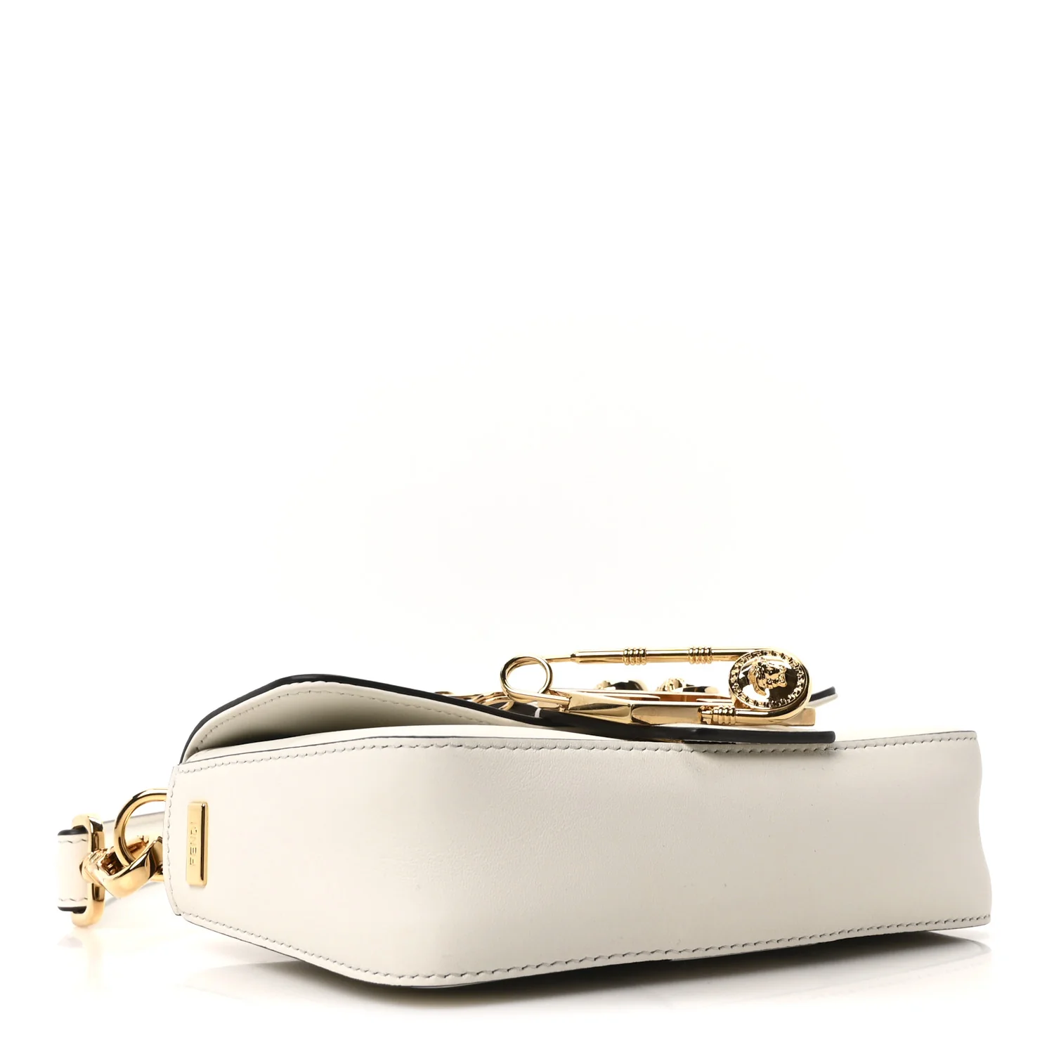 X VERSACE Vitello Seta Fendace Mini Brooch Baguette White Ice - Image 4