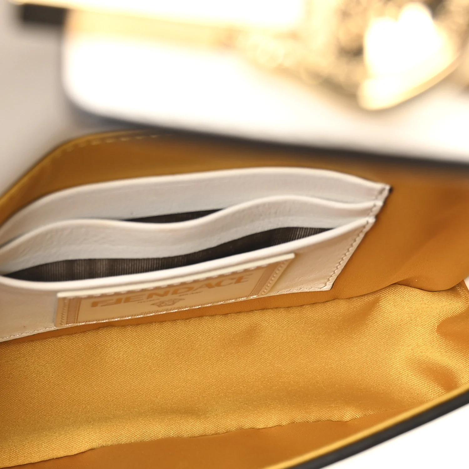 X VERSACE Vitello Seta Fendace Mini Brooch Baguette White Ice - Image 5