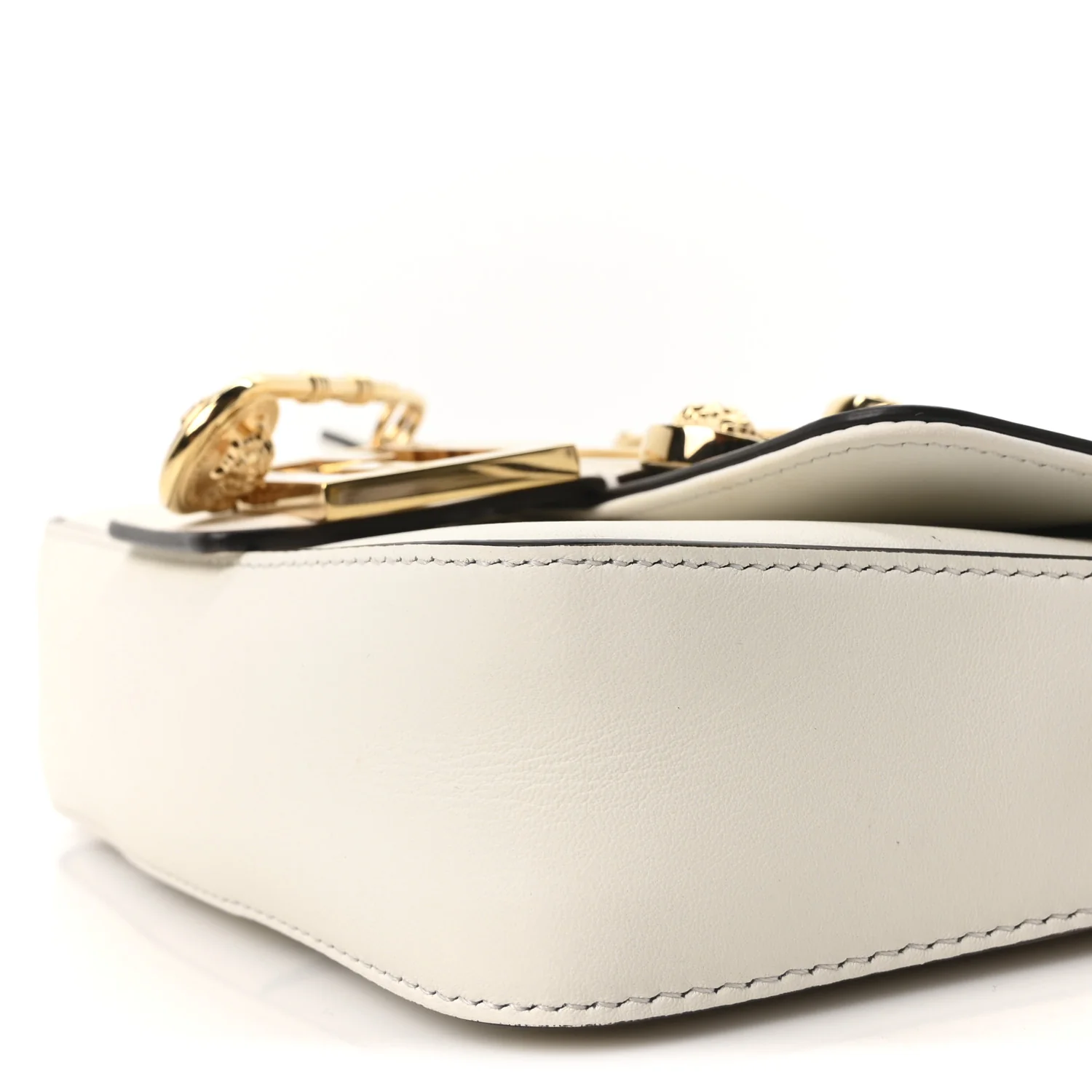X VERSACE Vitello Seta Fendace Mini Brooch Baguette White Ice - Image 9