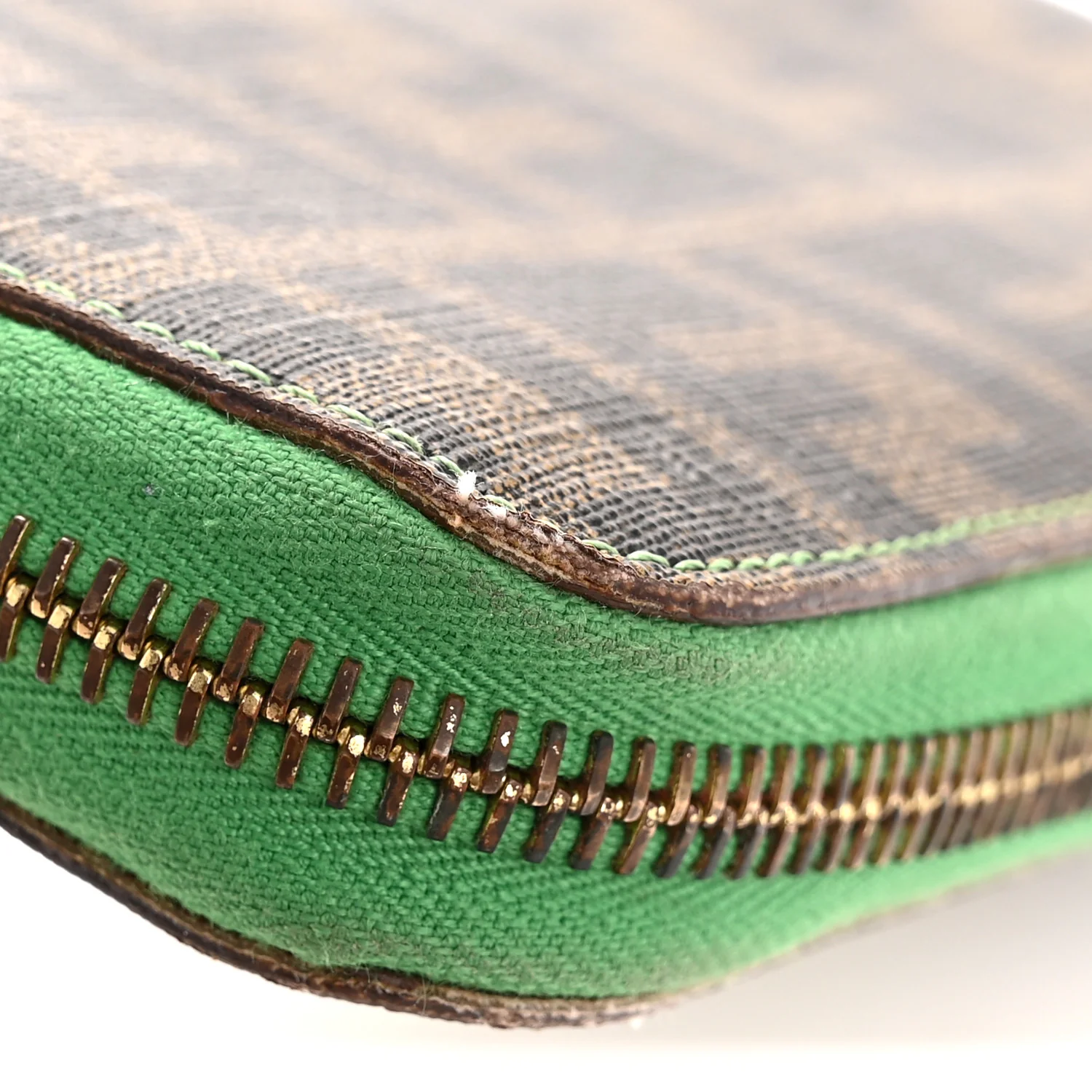 Zucca Spalmati Vitello Elite Clover Print Zip Around Wallet Tobacco Green - Image 11