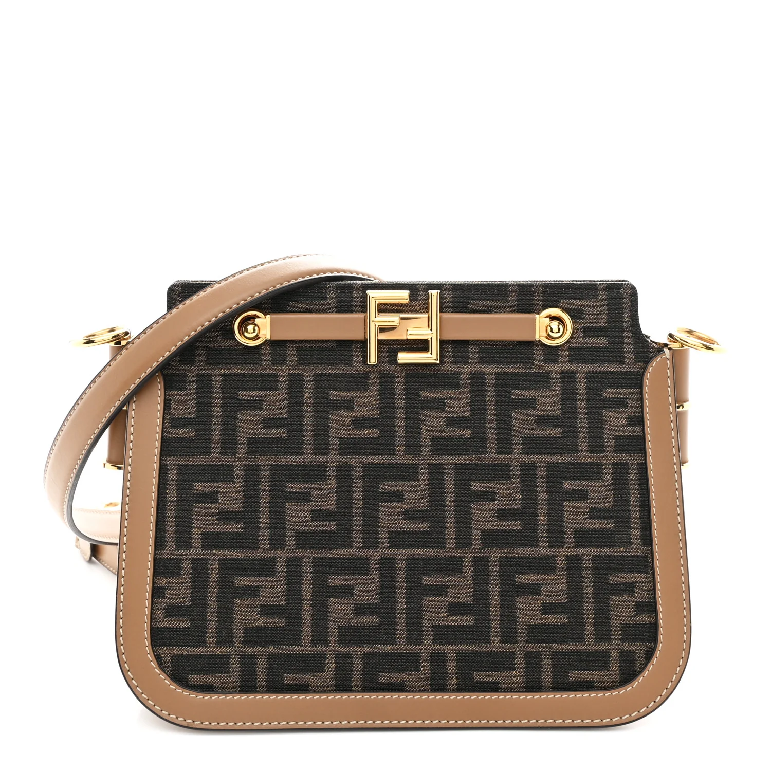 Zucca Suede Vitello King Luxor Fendi Touch Shoulder Bag Tobacco