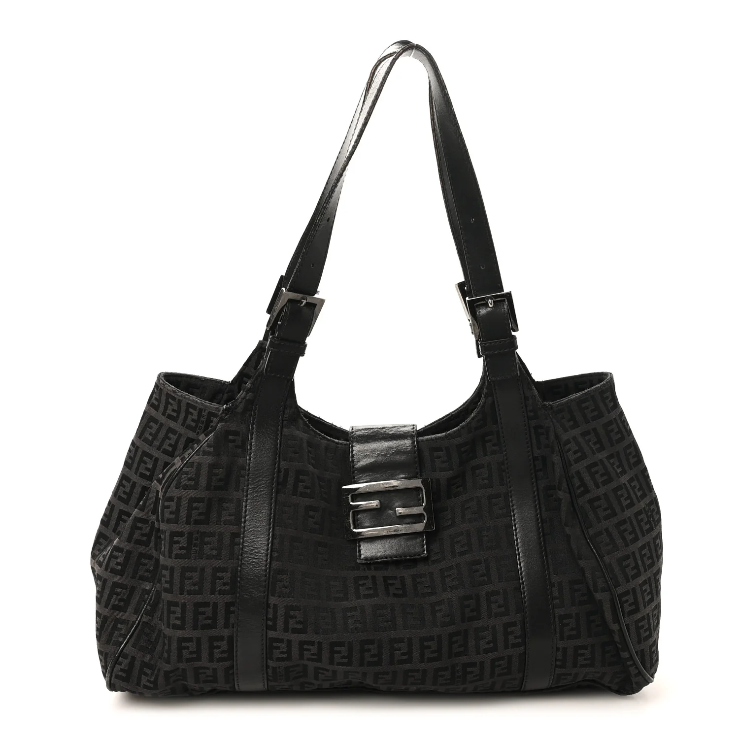 Zucchino Vitello Shoulder Bag Black Moro