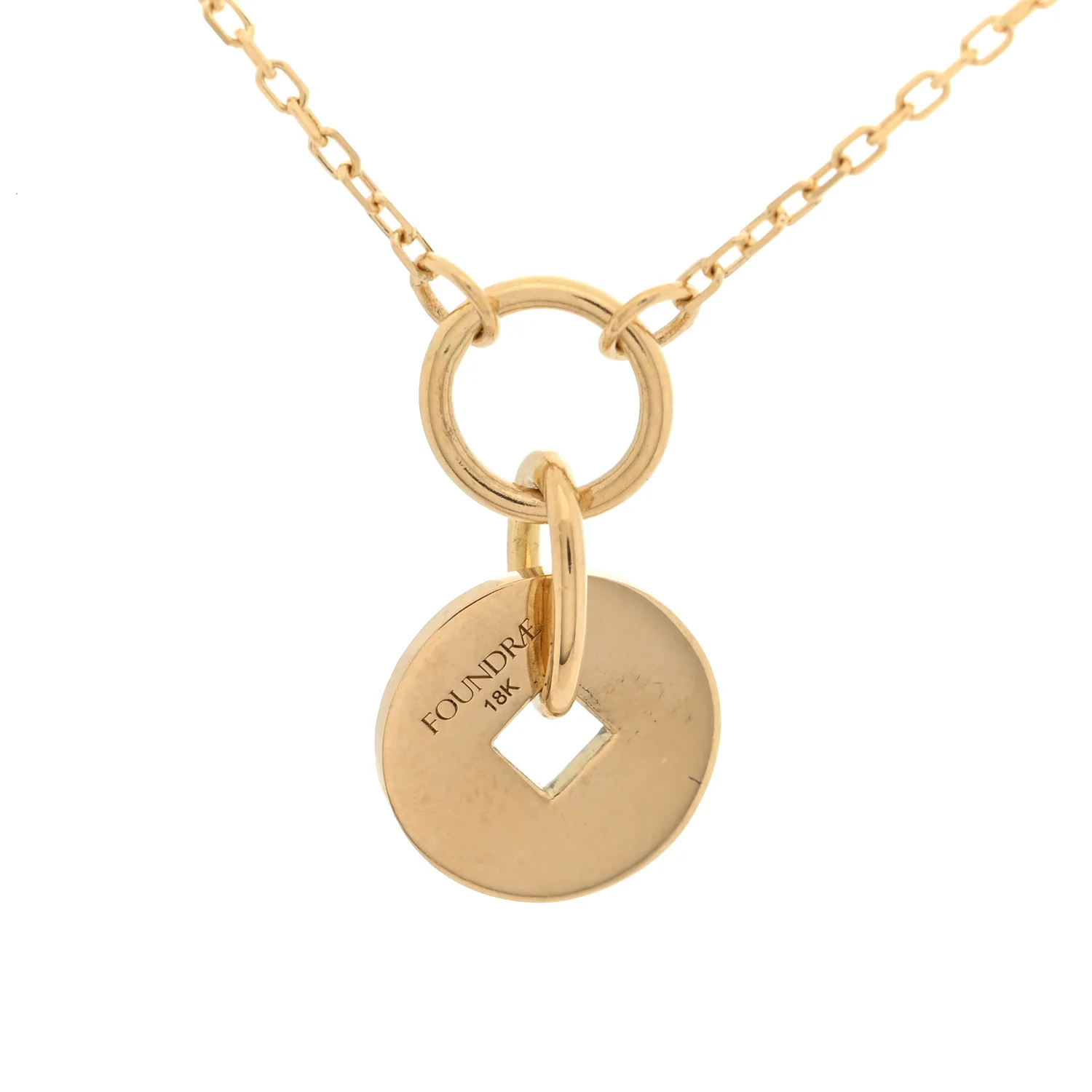 18K Yellow Gold Enamel Petite Champleve True Love Knot Necklace White - Image 4