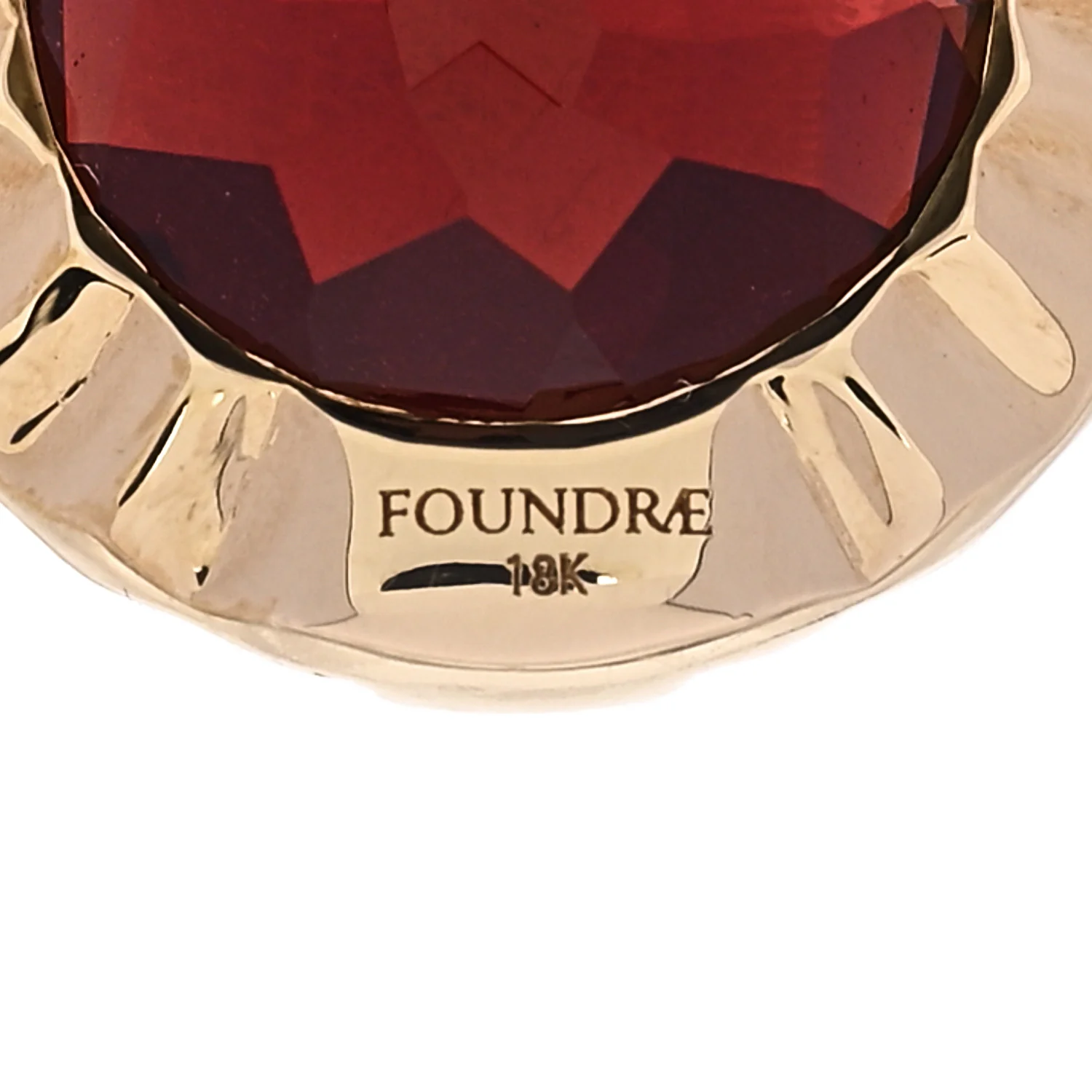 18K Yellow Gold Garnet Internal Compass Annex Link Pendant - Image 4