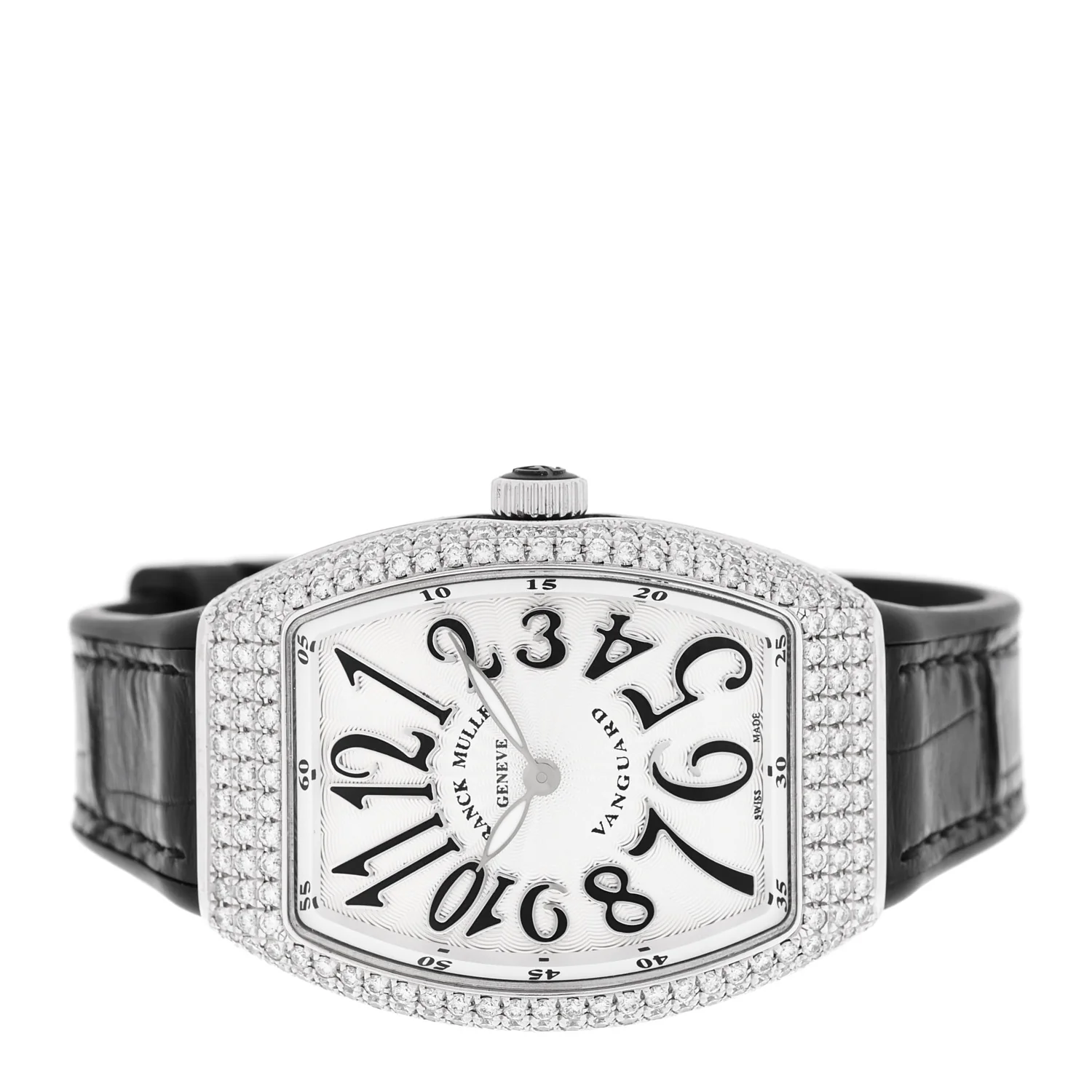 Stainless Steel Alligator Diamond Pave Bezel 32mm Vanguard Quartz Watch V32QZDACNR - Image 2