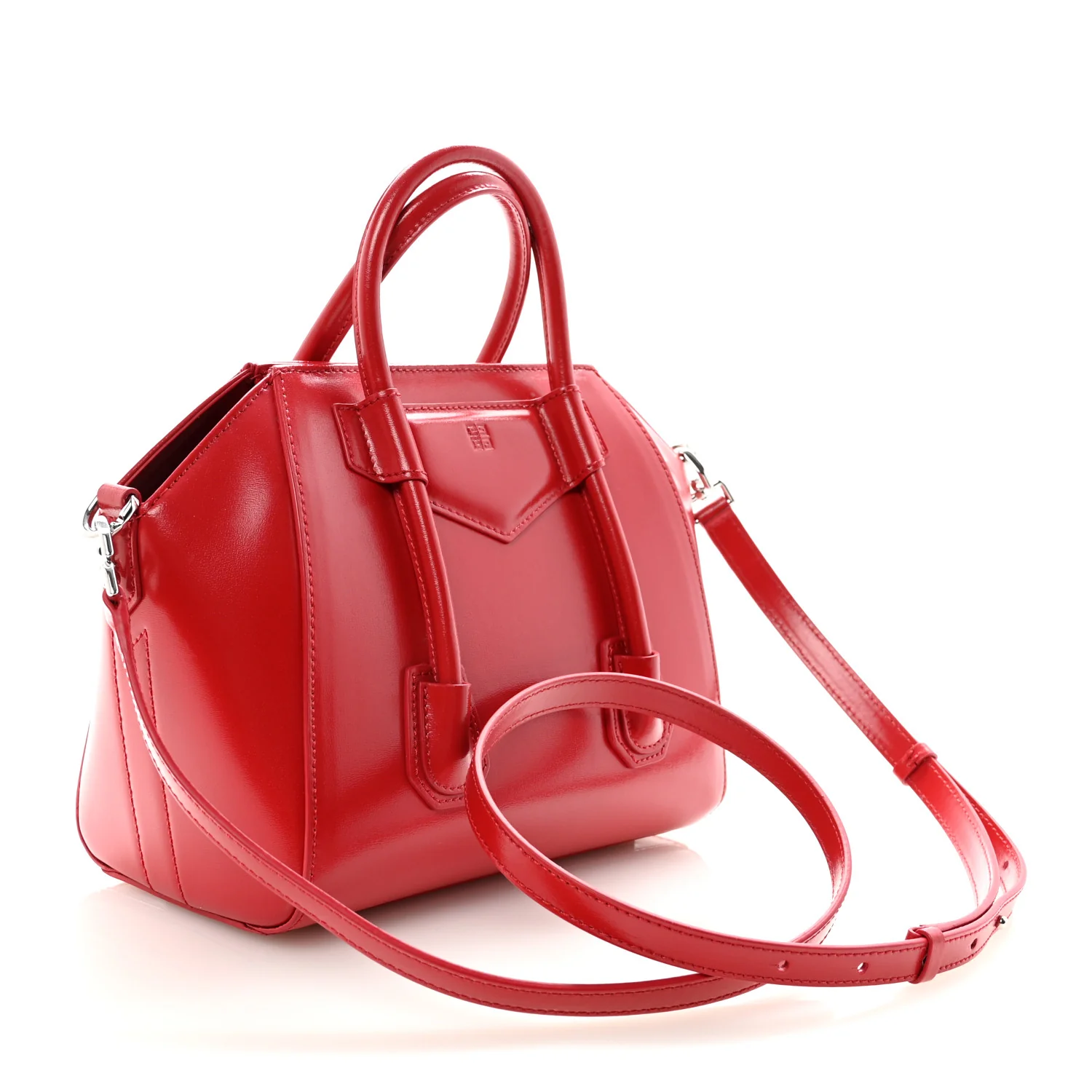 Box Calfskin Mini Lock Antigona Shoulder Bag Red - Image 3