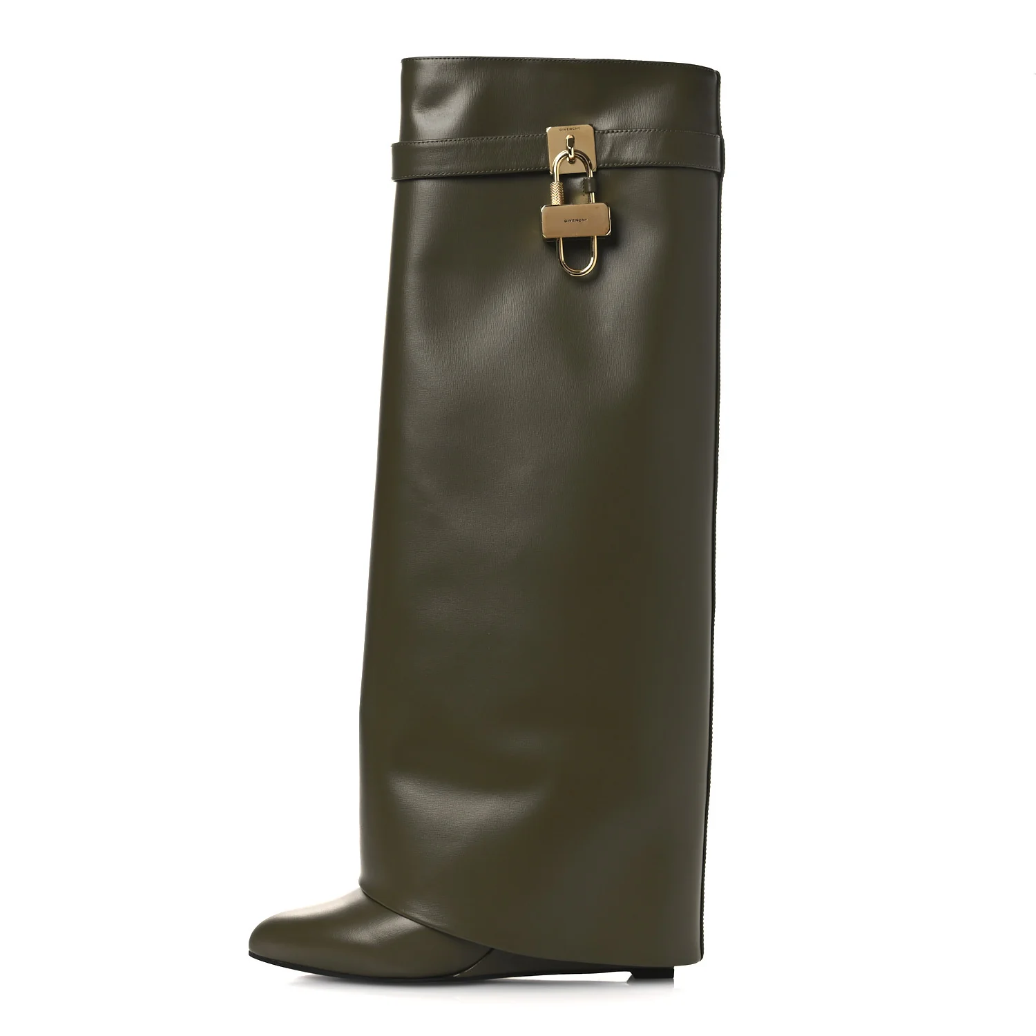 Box Calfskin Shark Lock Pant Boots 41 Dark Khaki