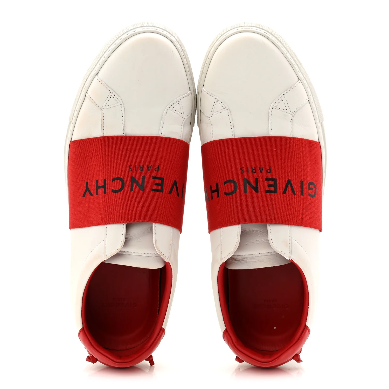 Calfskin Band Logo Womens Urban Street Sneakers 40 White Red - Image 2