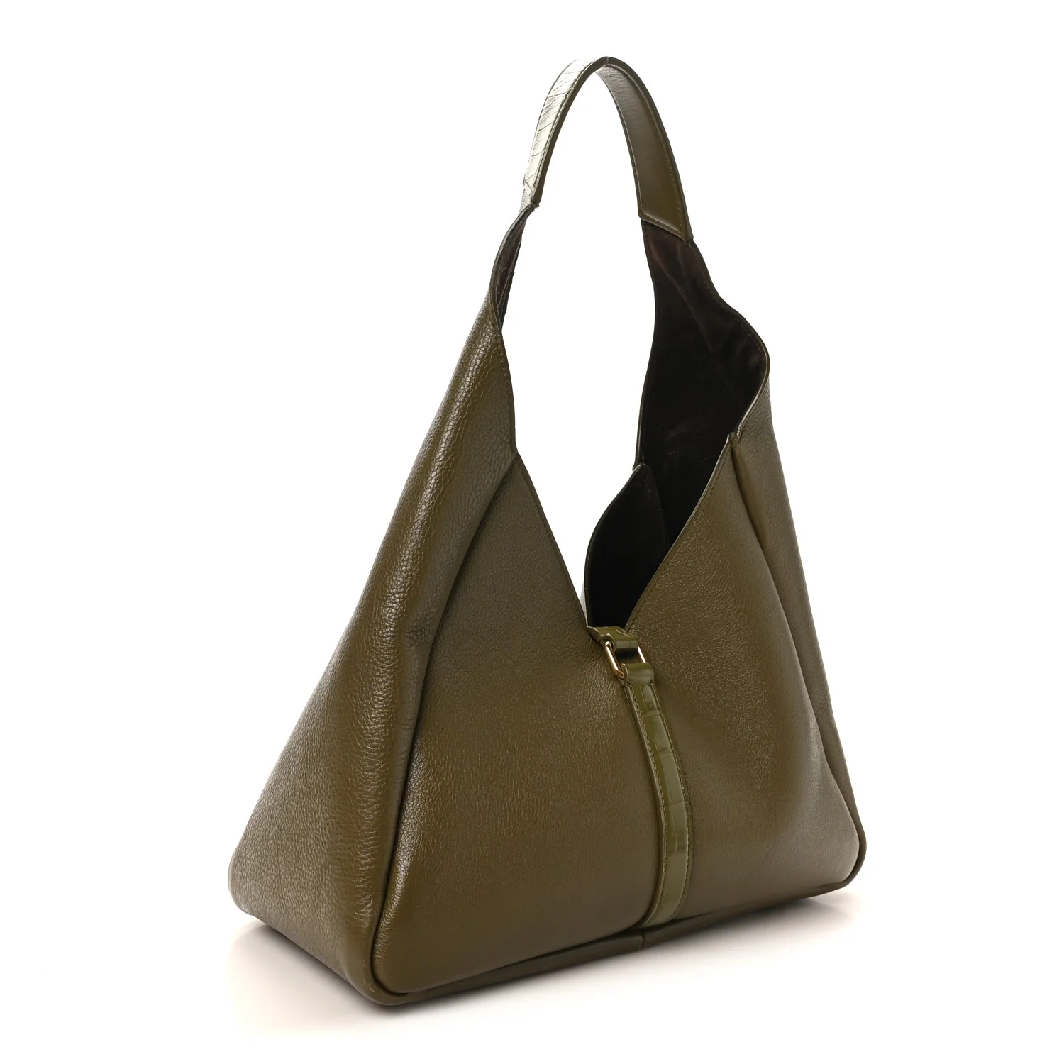 Calfskin Crocodile Embossed Medium G-Lock Hobo Dark Khaki - Image 3