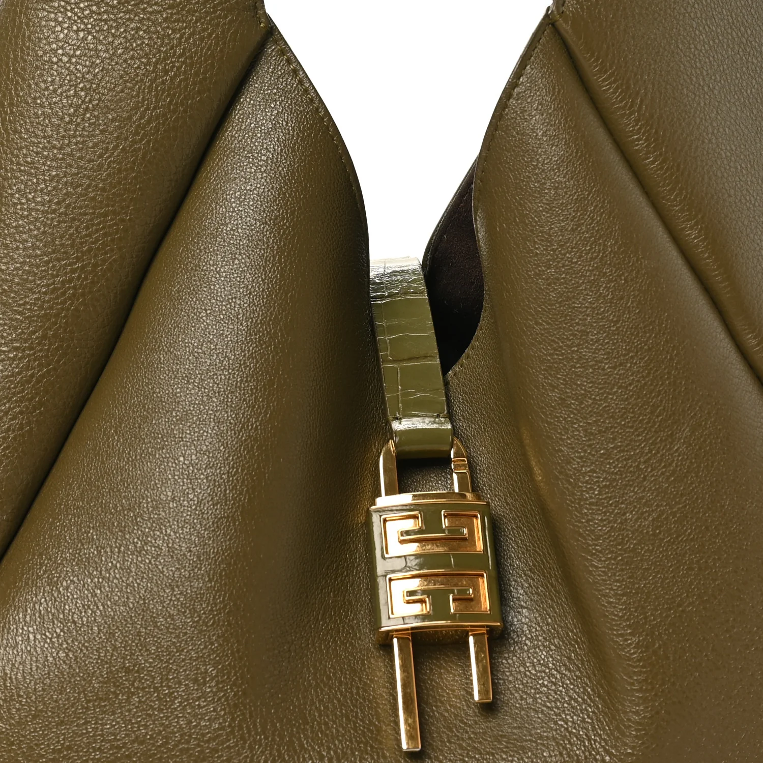Calfskin Crocodile Embossed Medium G-Lock Hobo Dark Khaki - Image 7