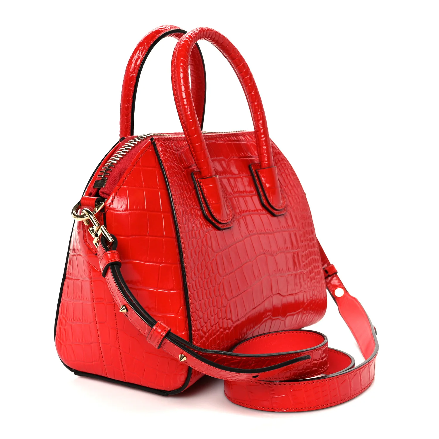 Calfskin Crocodile Embossed Mini Antigona Red - Image 3