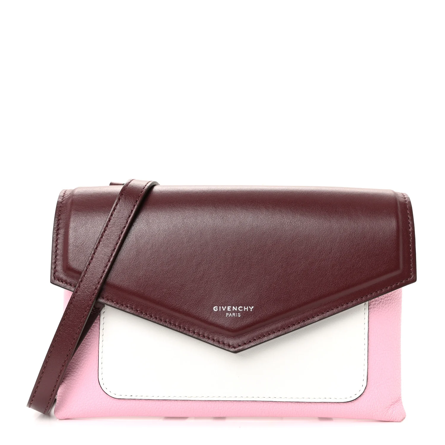 Calfskin Duetto Crossbody Bag Burgundy Pink - Image 2