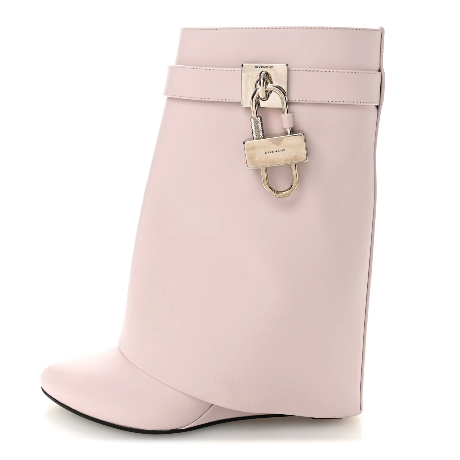 Calfskin Shark Lock Ankle Boots 38.5 Light Pink