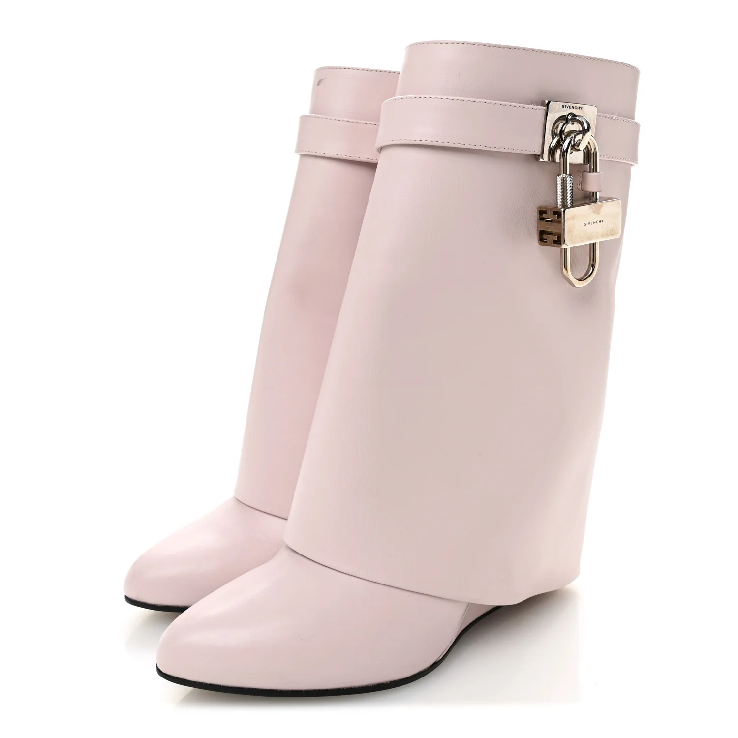 Calfskin Shark Lock Ankle Boots 38.5 Light Pink - Image 3