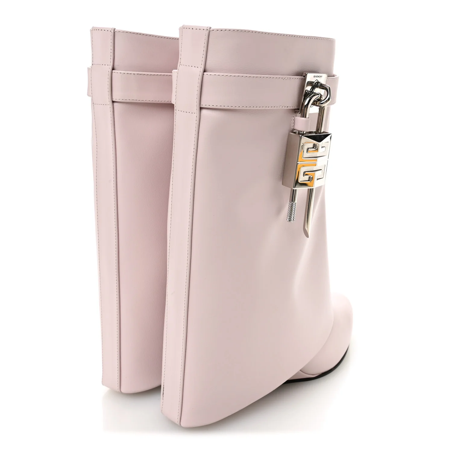 Calfskin Shark Lock Ankle Boots 38.5 Light Pink - Image 4
