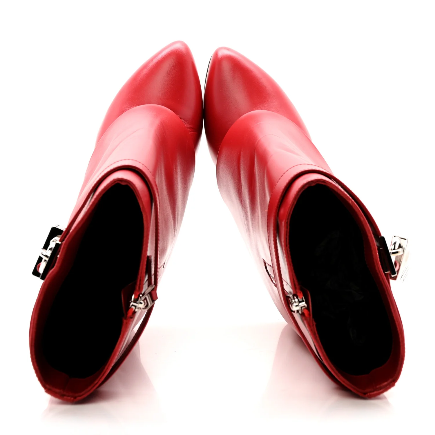 Calfskin Shark Lock Ankle Boots 39.5 Red - Image 2